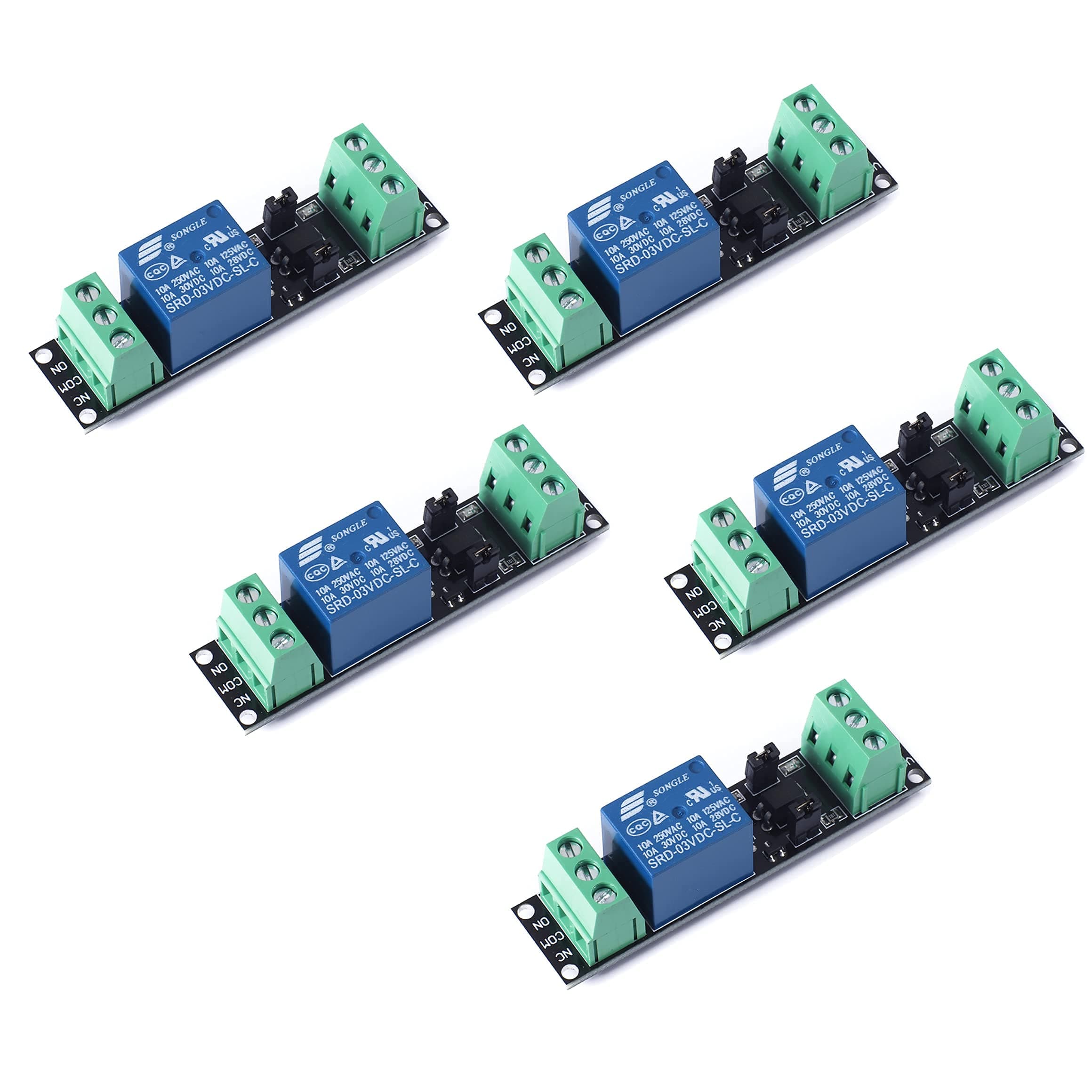 SongHe 1 Channel DC 3V Relay High Level Driver Module Optocoupler Relay Module Isolated Drive Control Board for Arduino (Pack of 5)