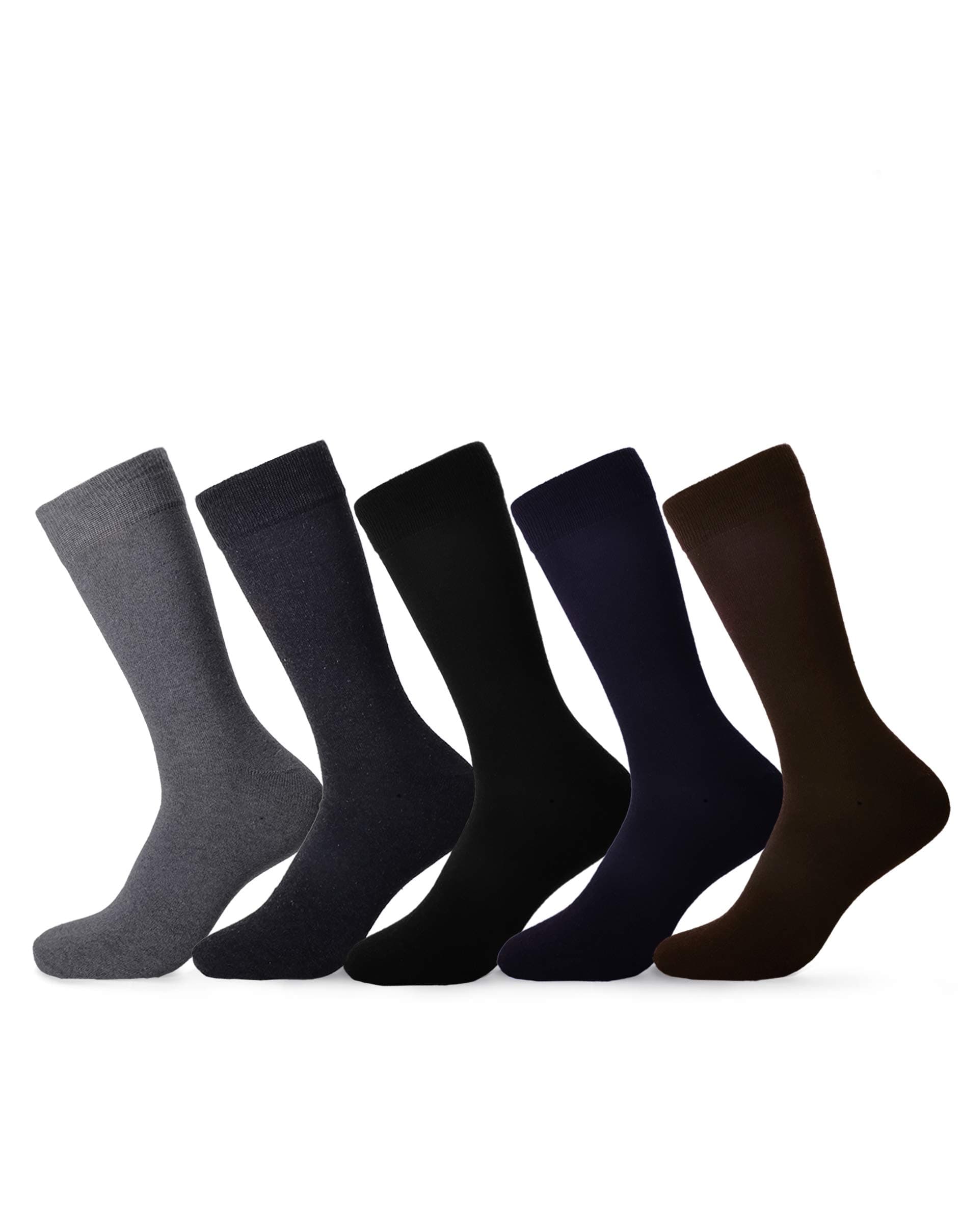 EmprellaDress Socks for Men- 5 Pack Mens Argyle Black or Solid Premium Cotton- Mid Calf