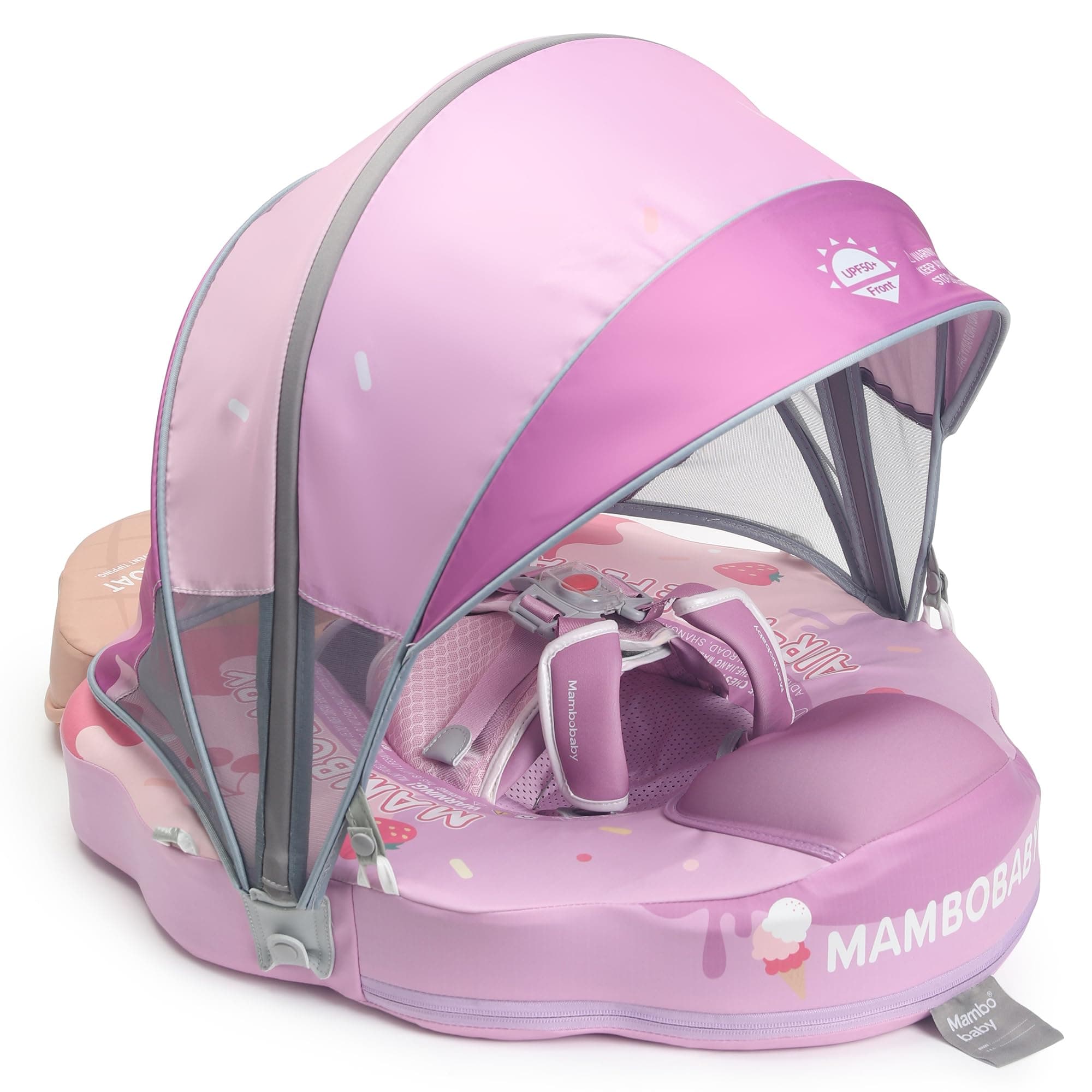 Mambobaby Float Add Tail Baby/Infant Swim Float with Canopy, Non-Inflatable Solid Upgrade Soft Waterproof Skin-Friendly Leather Material (Limited Edition Purple)