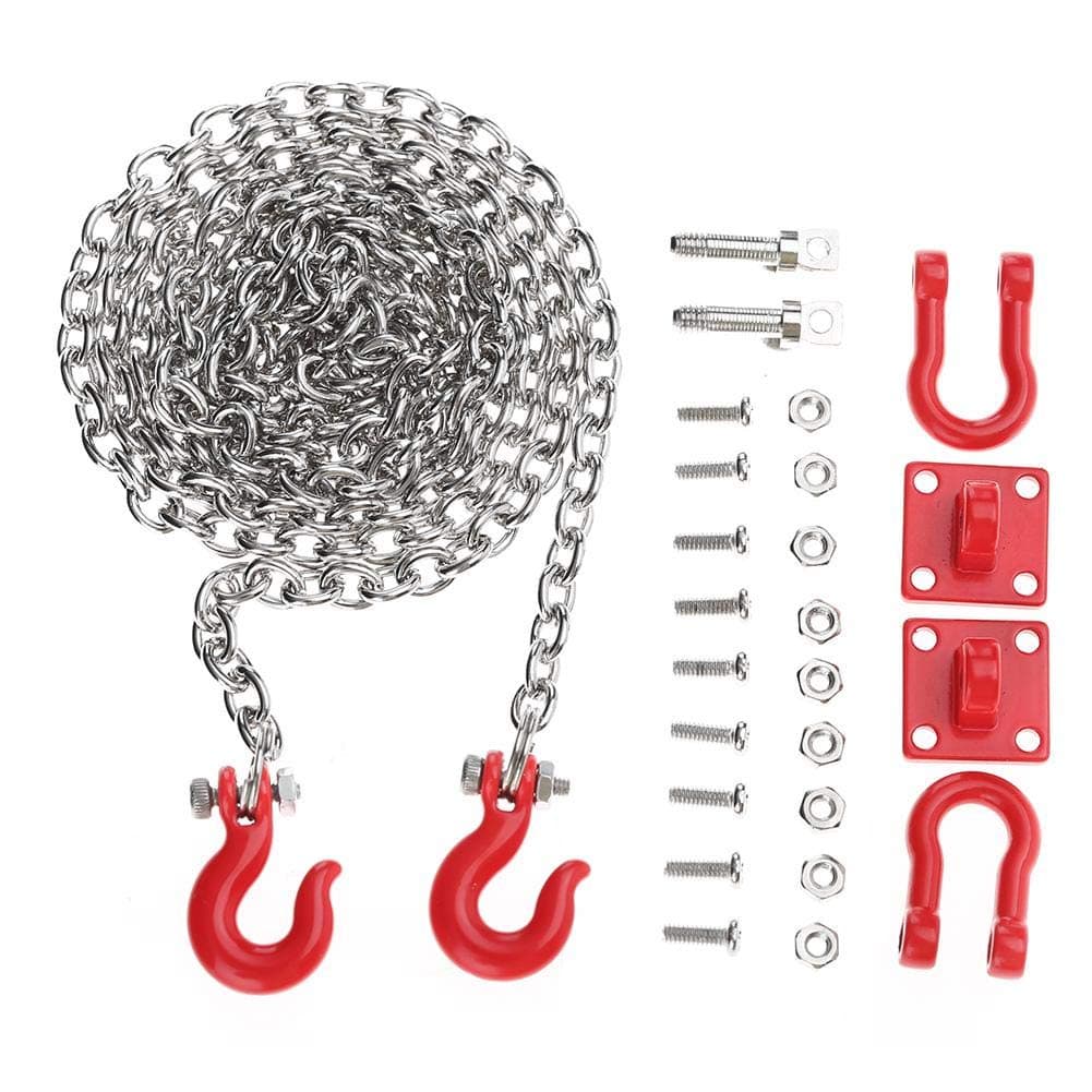 Dilwe RC Car Tow Hook Trailer Chain Set, RC U Shaped Tow Hook Trailer Chain Assemble Parts for RC Climbing Crawler Car Upgrade Part