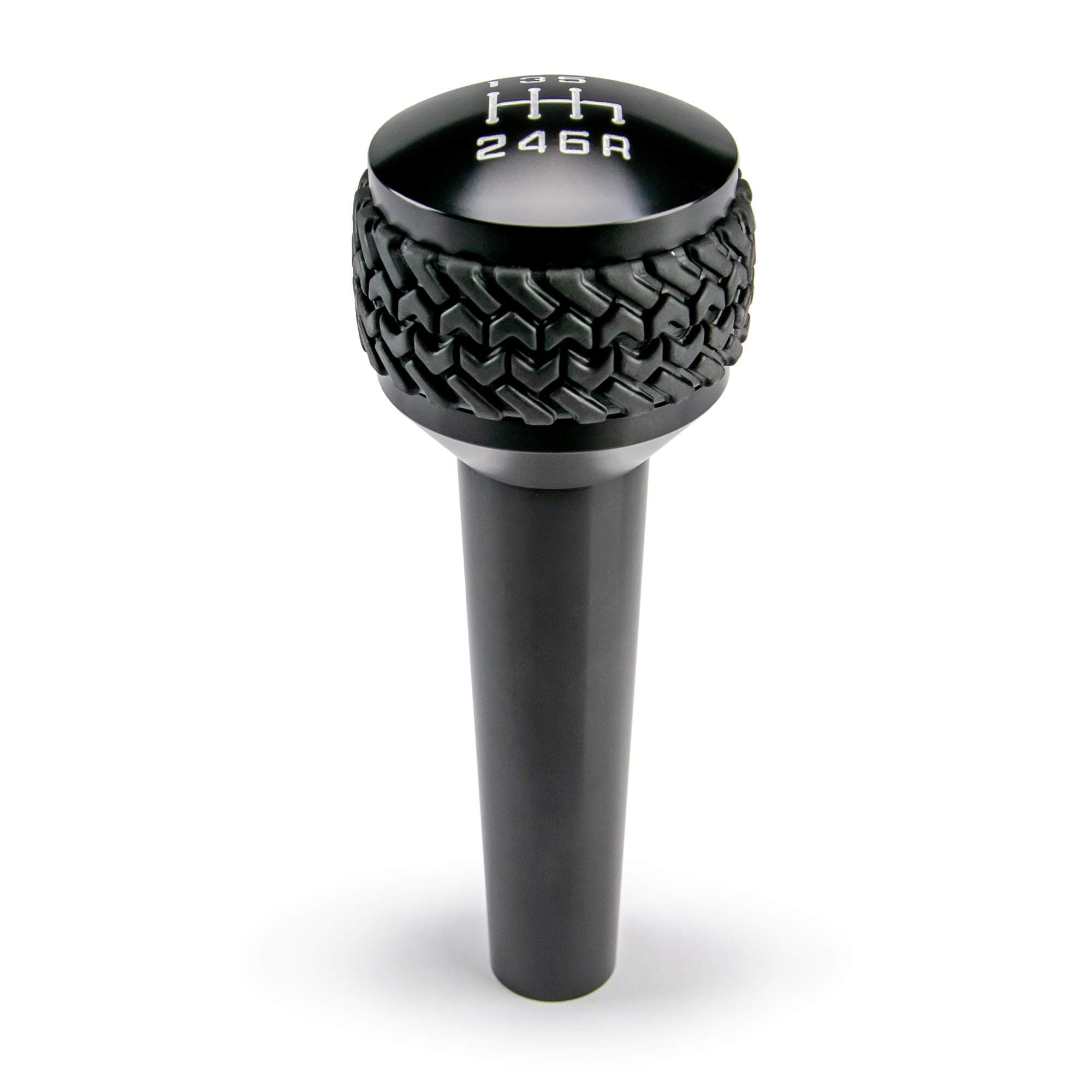 DV8 Offroad | Replacement 6 Speed Shift Knob for Wrangler JK | Billet Aluminum | Includes Patented Tire Tread Rubber Grip | Anodized Finish (2007-2010 Wrangler JK, Gloss Black)