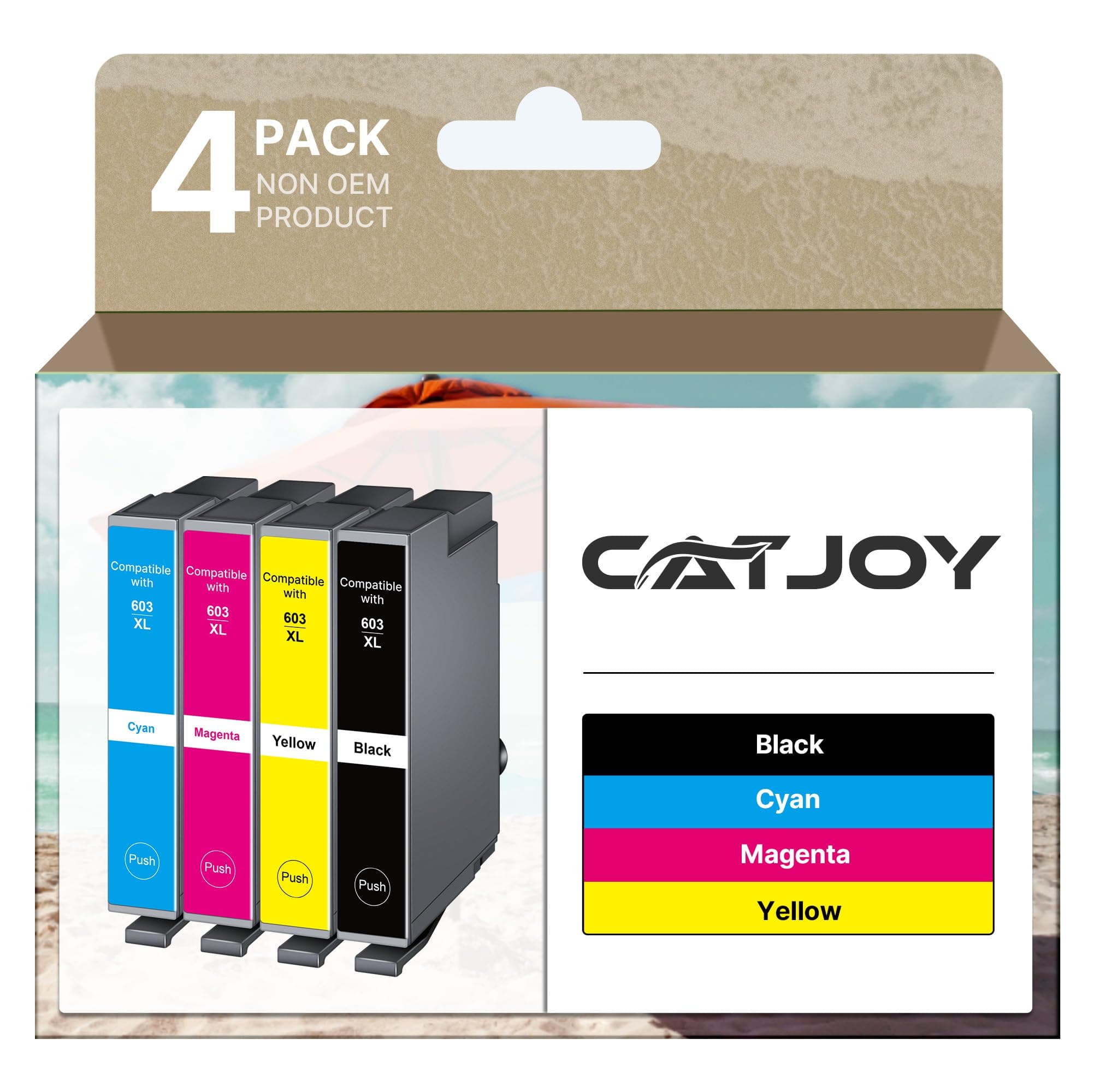 Compatible with Epson 603 603 XL Ink Cartridges Multipack for Expression Home XP-3100 XP-4100 XP-2100 XP-2105 XP-3105 Workforce WF-2810 WF-2830 WF-2835 (Black Cyan Magenta Yellow，4-Pack)