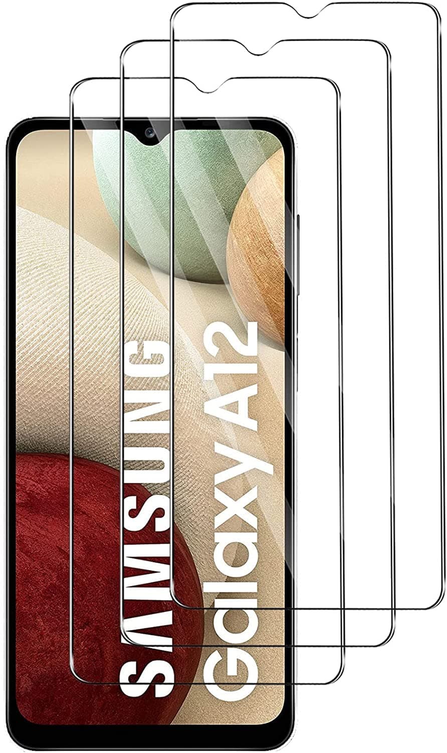 Tempered Glass Screen Protector for Samsung Galaxy A12, Pack of 3, 9H Hardness, Anti-Scratch, Anti-Oil, Anti-Bubble for Samsung Galaxy A12