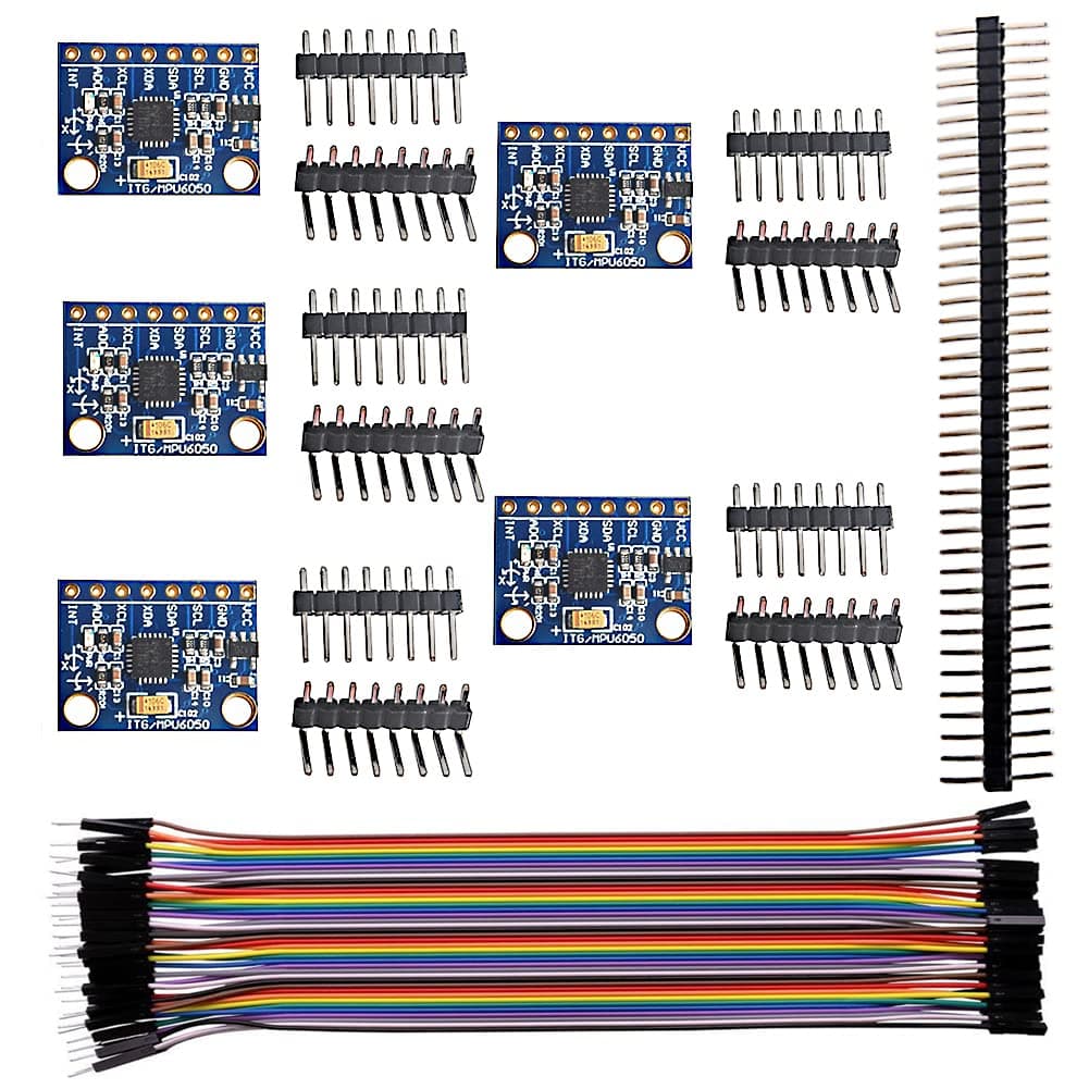 5PCS GY-521 6 DOF mpu6050 Accelerometer Sensor Module MPU-6050 3 Axis Gyroscope 3 Axis Acceleration 16 Bit IIC I2C Breakout Board for Arduino