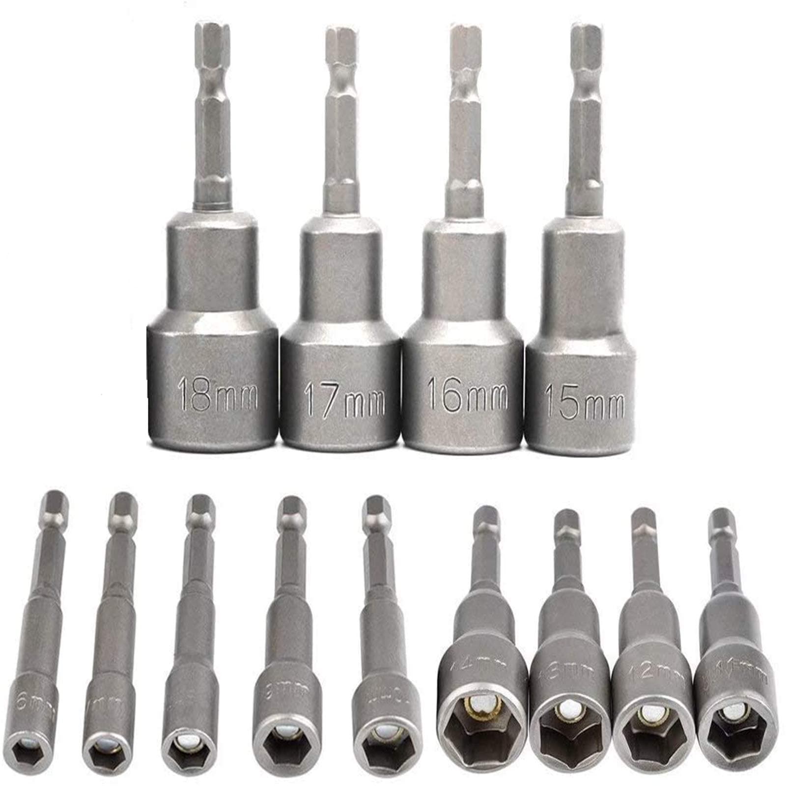 TooTaci 6-18mm Hex Shank Magnetic Nut Setter Driver Drill Bit Set 1/4 inch Quick Change Metric Nut Driver Set