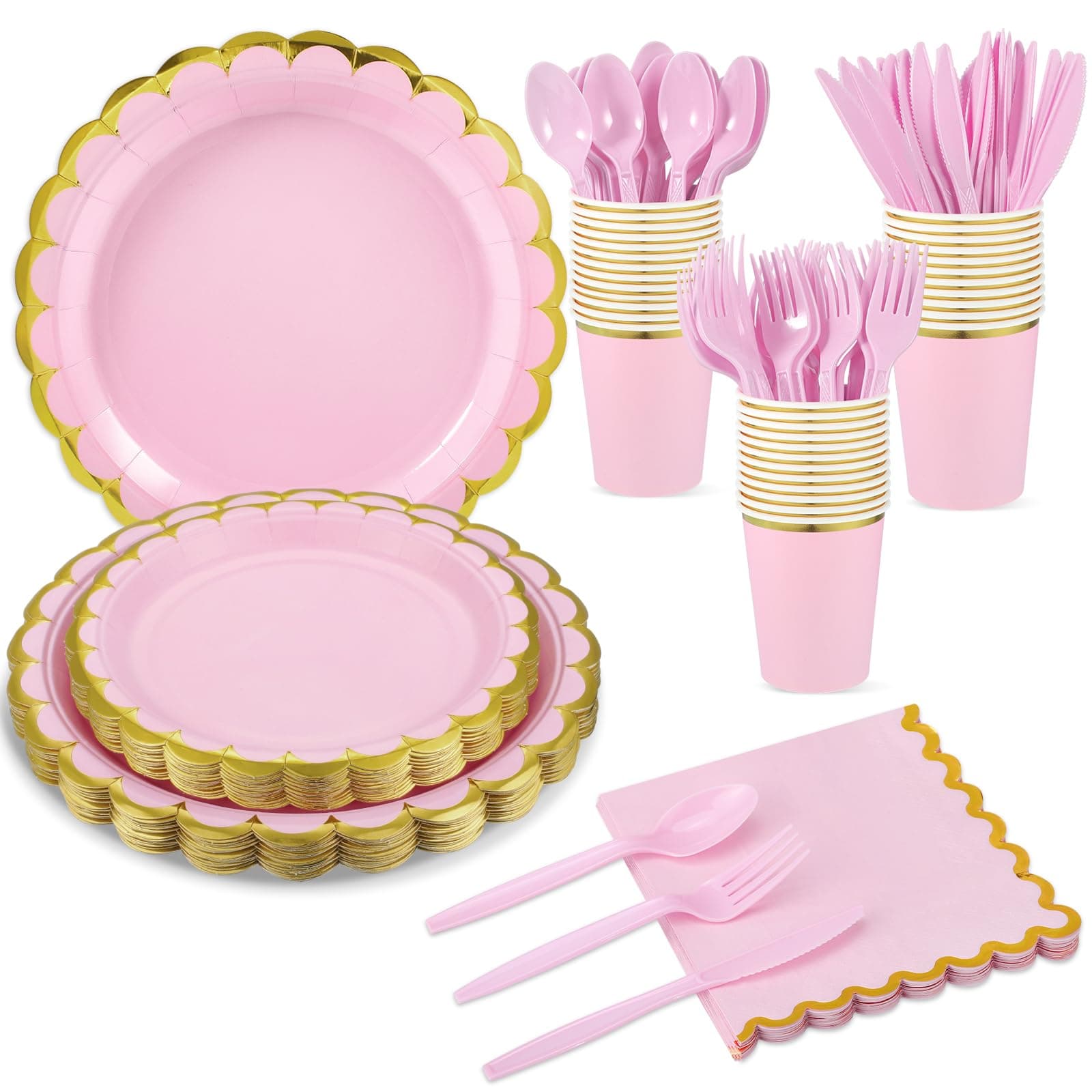 Light Pink and Gold Plates Set
