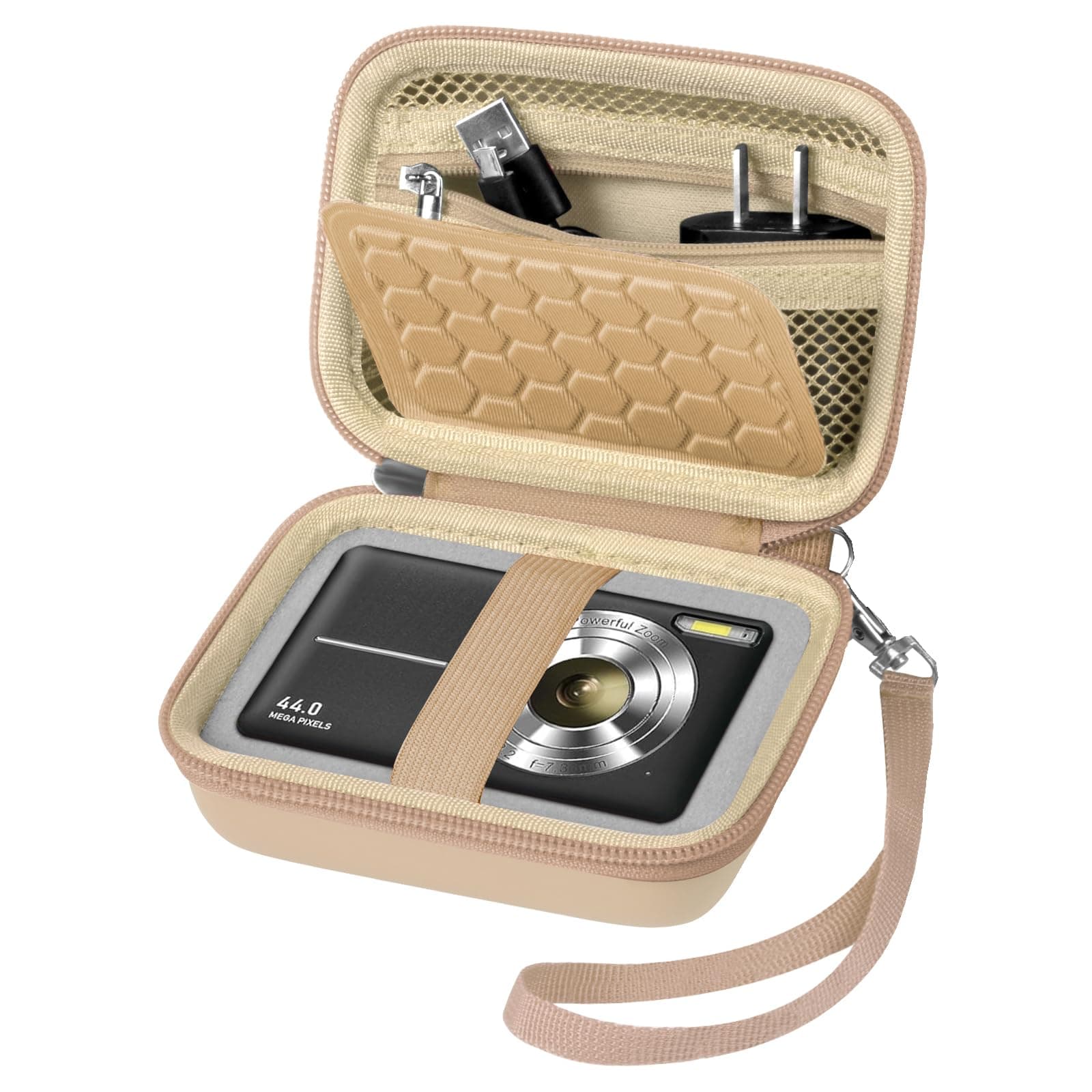 Comecase Carrying & Protective Case for Digital Camera, for CAMKORY/for Kodak Pixpro/for Canon PowerShot ELPH 180/190 / for Sony DSCW800 DSCW830 Cameras for Travel - Beige