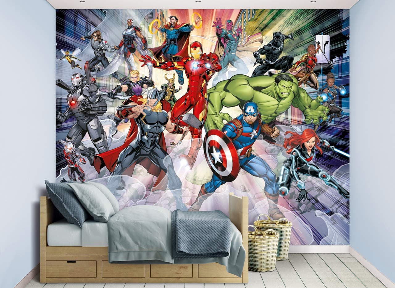 Avengers Wall Mural, Multi, 8ft (h) x 10 ft (w)
