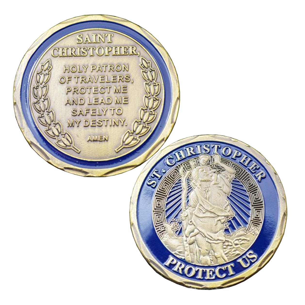 WOERDA St Christopher Protect Us Challenge Coin Prayer Coin