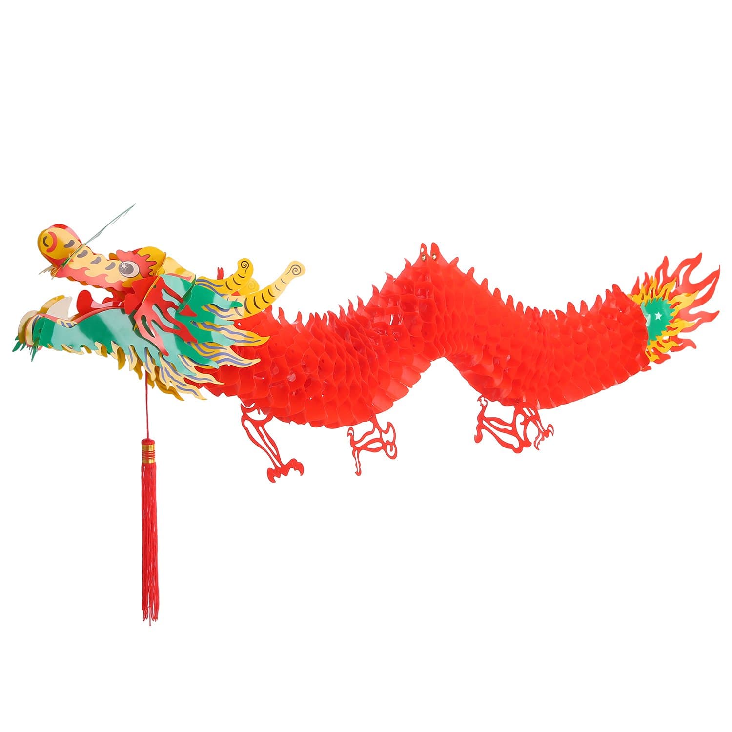 Bememo 4.92 Feet 3D Chinese New Year Dragon Decorations Hanging Paper Dragons Garland Lunar New Year Chinese Spring Festival Lantern Festival Decorations