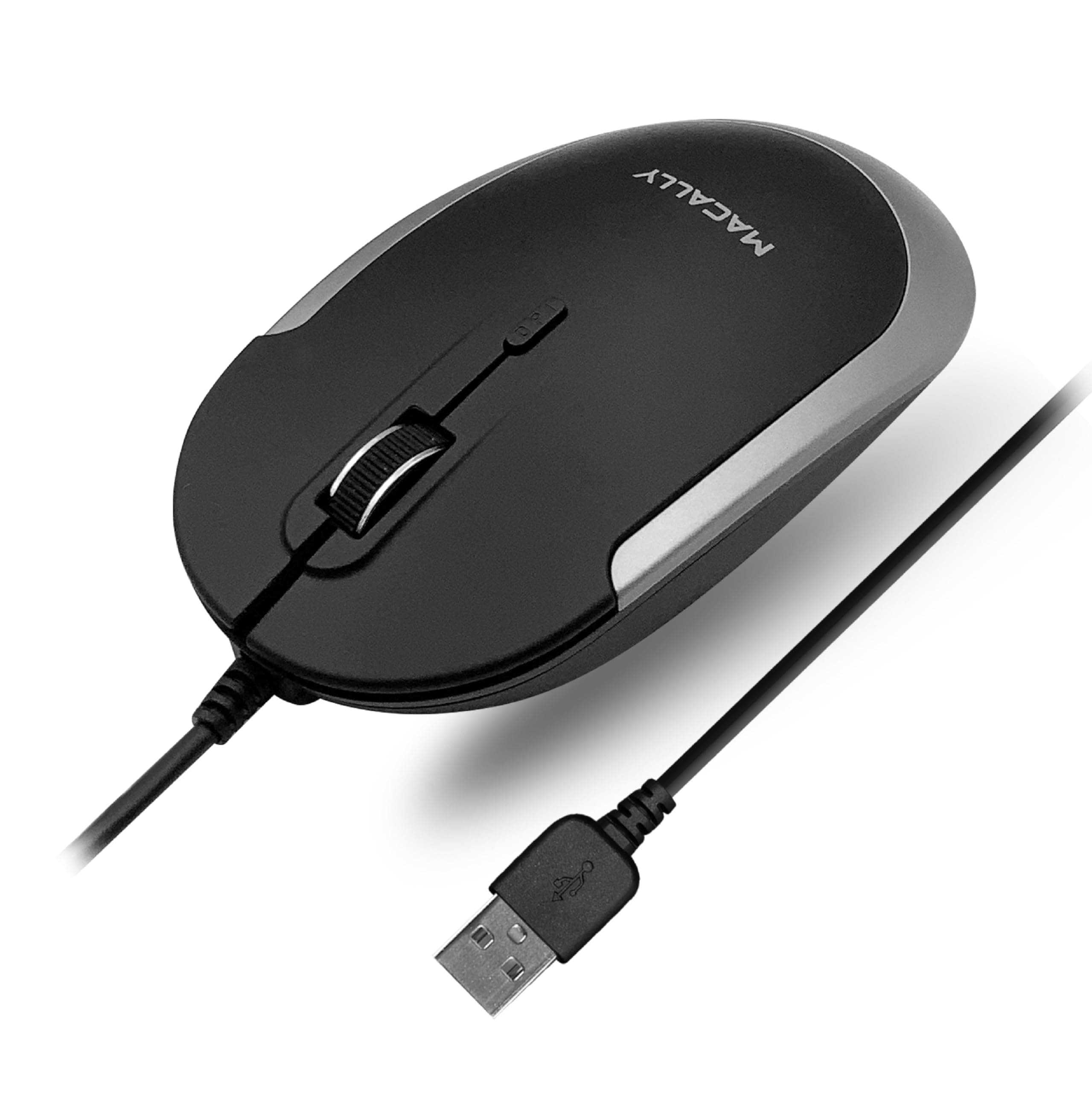 - Macally Silent Wired Mouse - Slim & Compact USB Mouse for Apple Mac or Windows PC Laptop/Desktop - Designed with Optical Sensor & DPI Switch - Simple & Comfortable Wired Computer Mice (Space Gray)