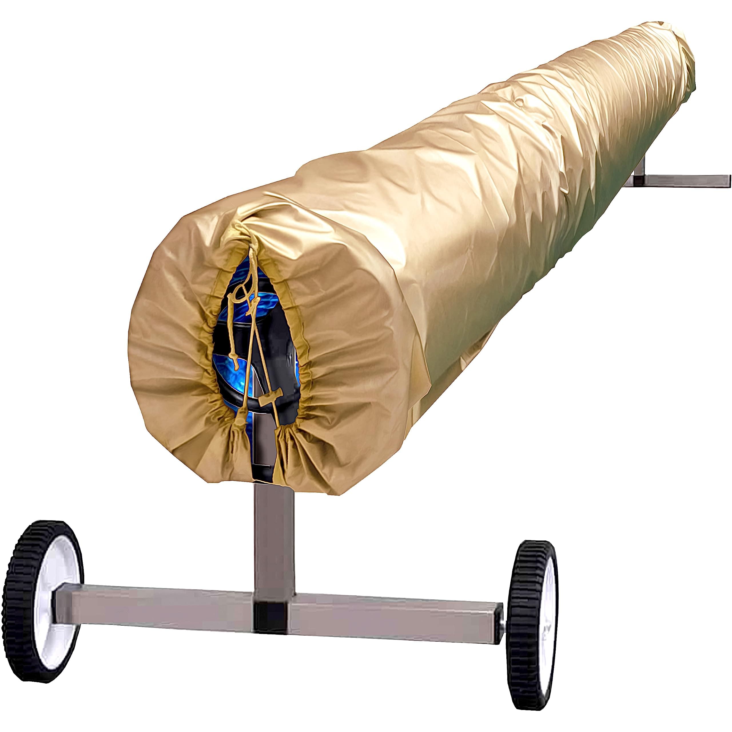 Heavy Duty Solar Pool Blanket Cover for Pool, Rectangular, Beige, Polyethylene, Reel Up to 20FT, Durable