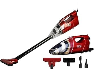 Atom 600 Watts Corded Handheld Vacuum Cleaner with Powerful Cyclonic Technology & Washable Filter (Red)