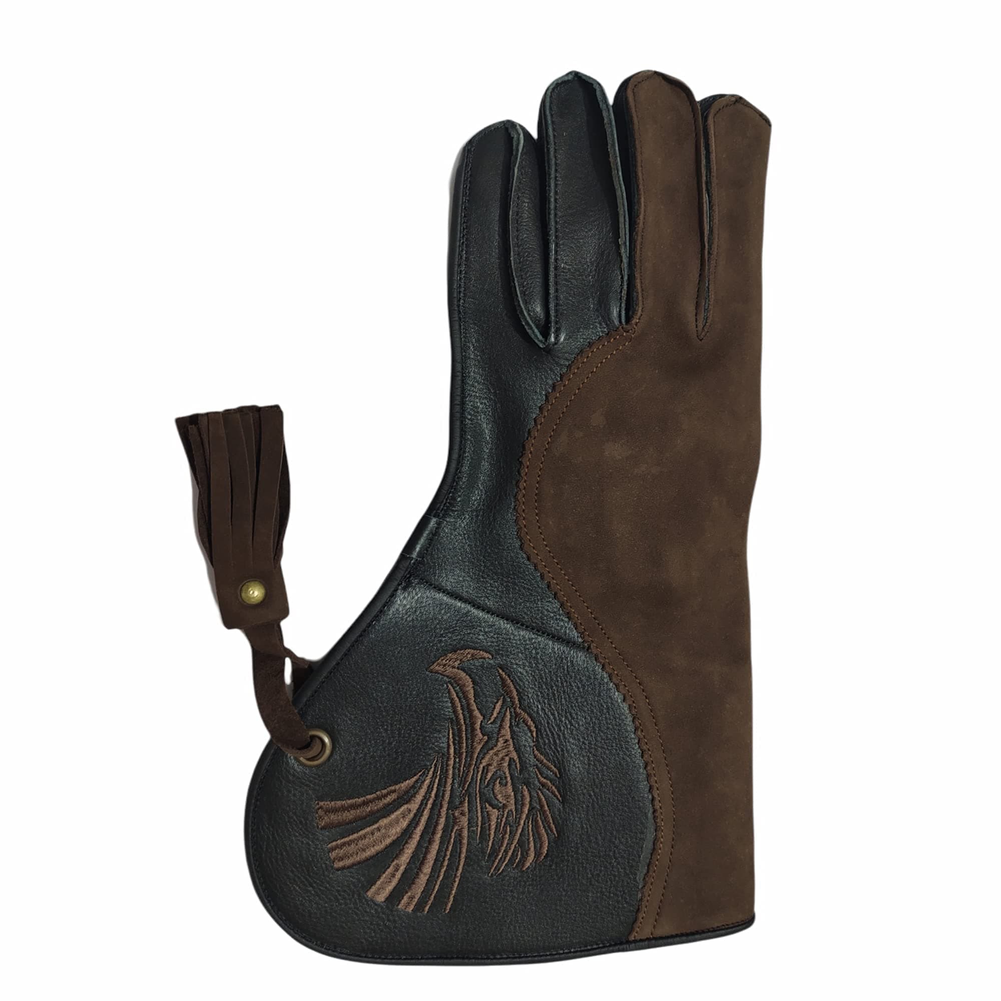 W.S Point Double Layer Genuine Cow Hide Leather Falconry Gloves for Men – Bird Handling Pet Gloves Brown