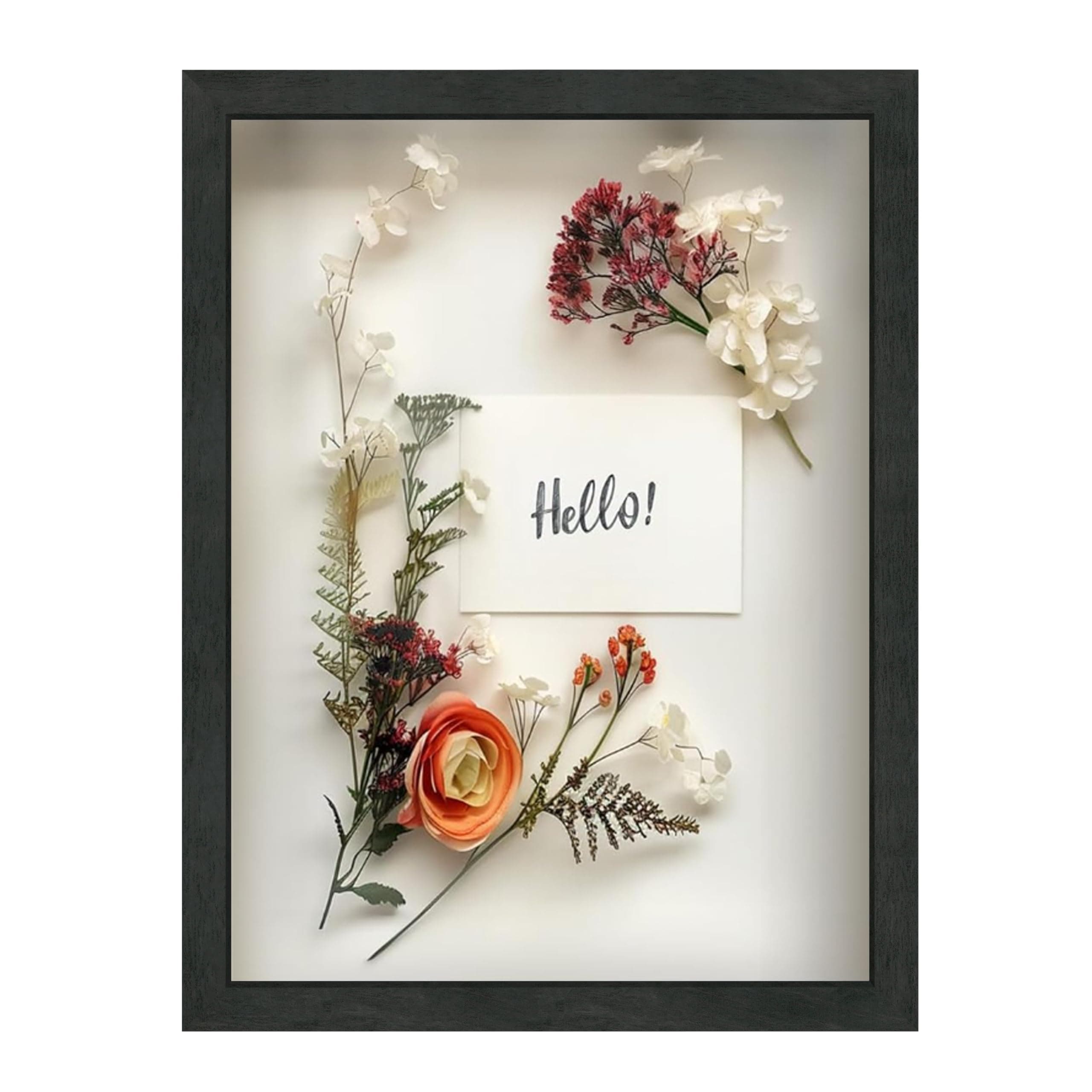 FrameWorks 12x16 Driftwood Wooden Shadow Box Frame – Soft Felt Back, Tempered Glass, and Included Elegant White Ball Push Pins