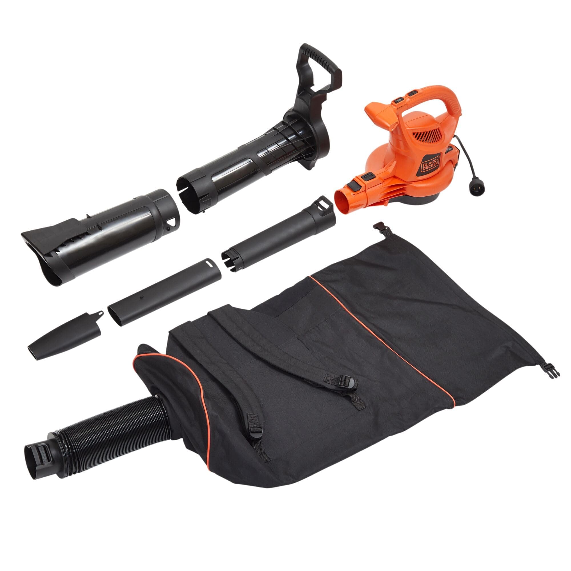 BLACK+DECKER BEBL7000 Corded Electric 3-in-1 Backpack Leaf Blower, Vacuum & Mulcher, Orange and Black