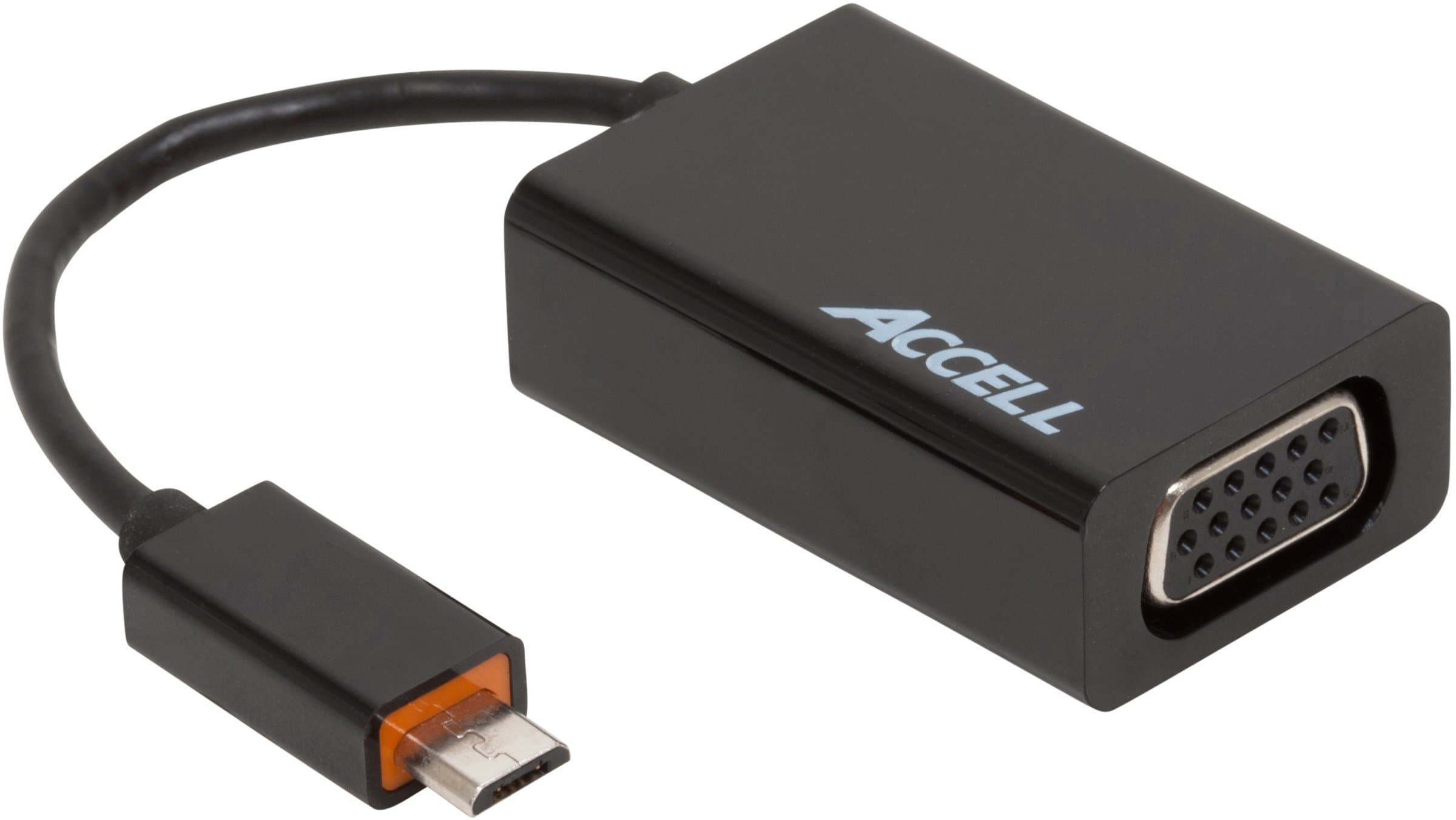 Accell SlimPort to VGA Adapter with Micro-USB Upstream Charging Port - Supports Resolutions up to 1920x1200, Including 1920x1080 (Full HD)