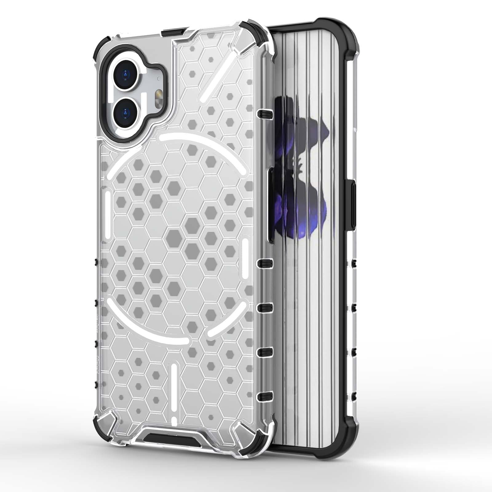 OIATROE Case for Nothing phone (2), PC TPU 2 in 1 Honeycomb Texture [Slim-Fit] [Anti-Scratch] [Shock Absorption] -White