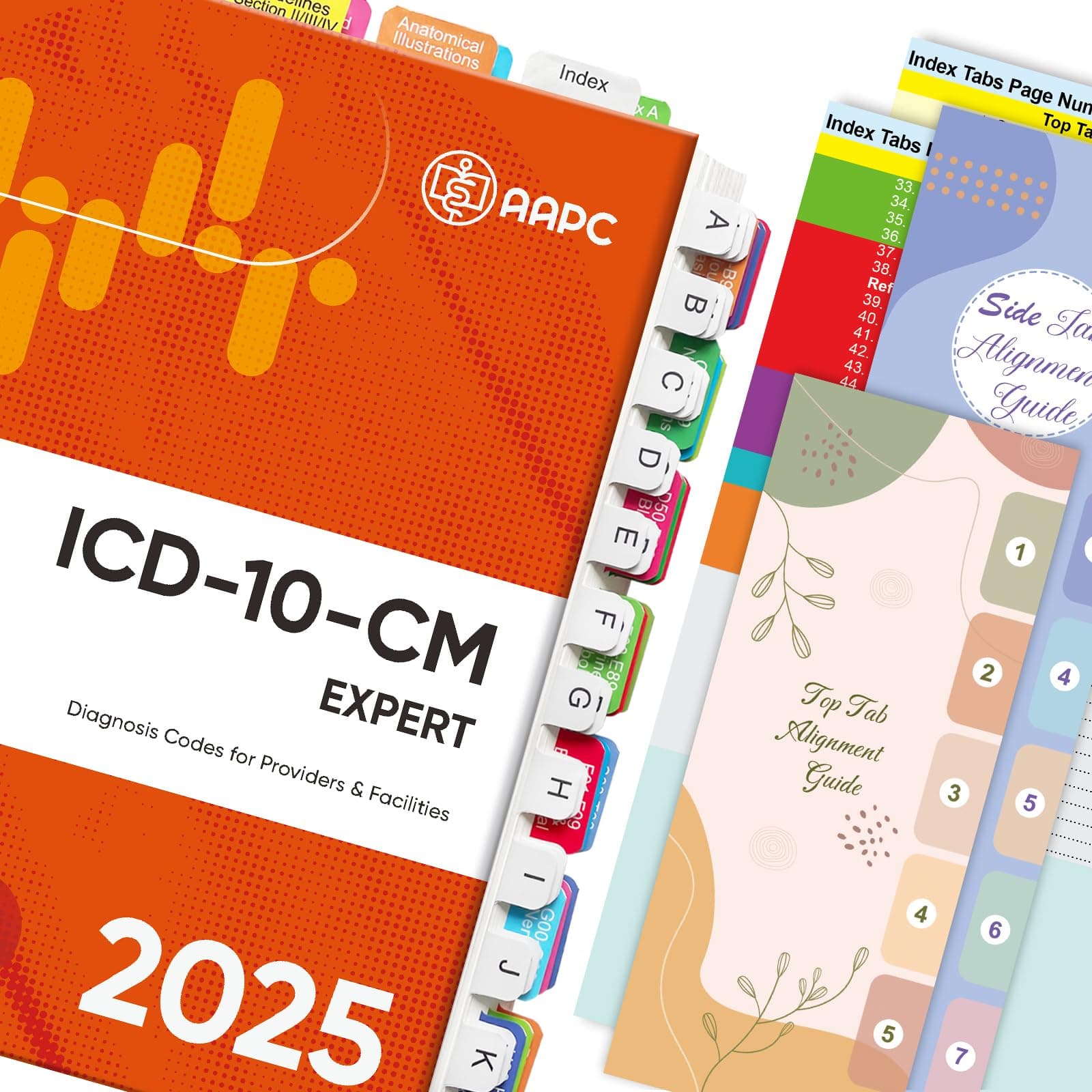Index Tabs for AAPC Version ICD-10-CM 2025, Upgraded Complete Book Tabs Set (Book not Included), Color-Coded Tabs for Every Chapter with Code Ranges, Laminated & Waterproof & Repositionable