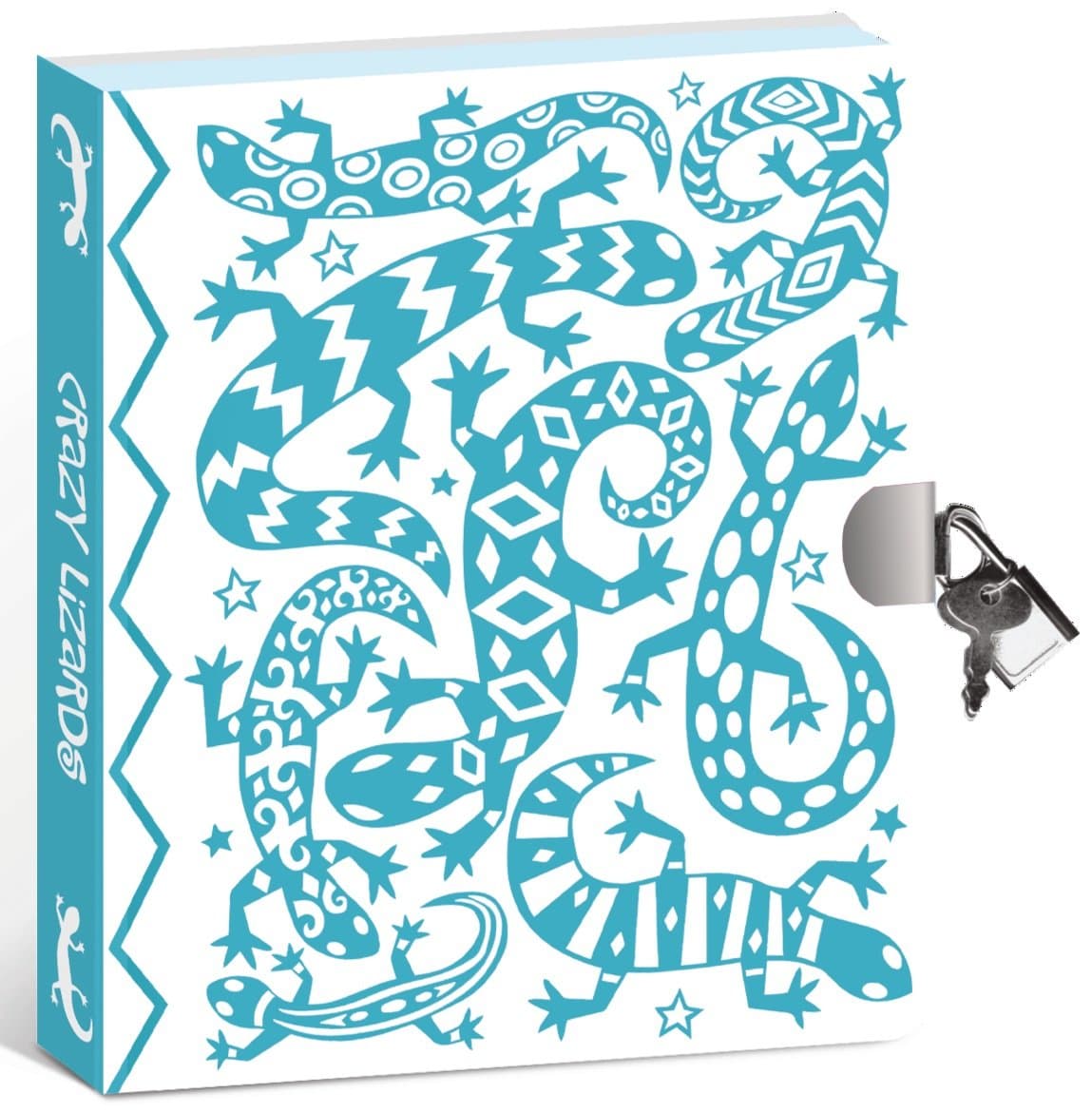 Lock and Key Diary Crazy Lizards Colour-In Design