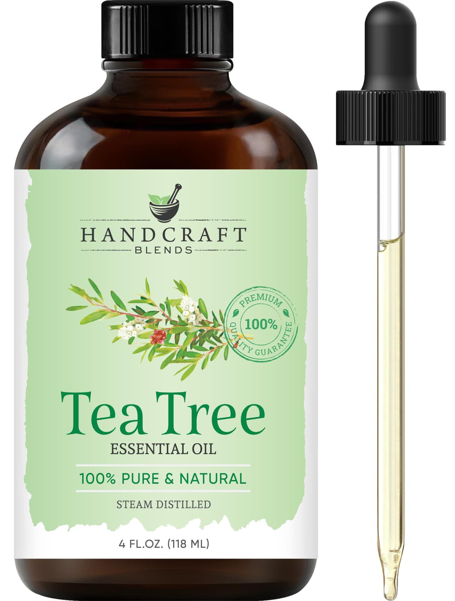 Handcraft Blends Tea Tree Essential Oil – Huge 4 Fl Oz – 100% Pure and Natural – Premium Grade Essential Oil for Diffuser and Aromatherapy, Skin, Massage, Candle and Soap Making Fragrance
