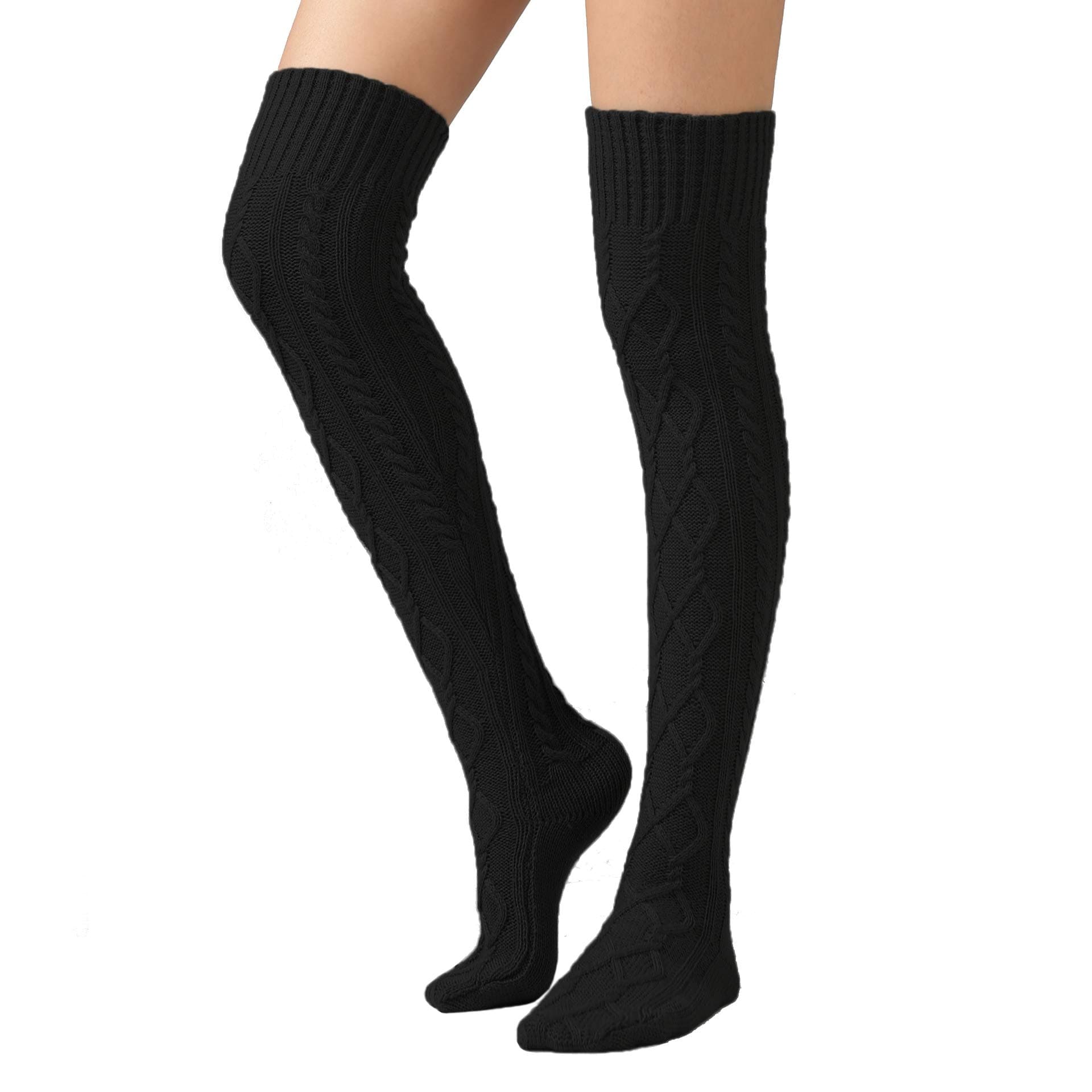 SherryDCWomen's Cable Knit Thigh High Boot Socks Extra Long Winter Stockings Leg Warmers