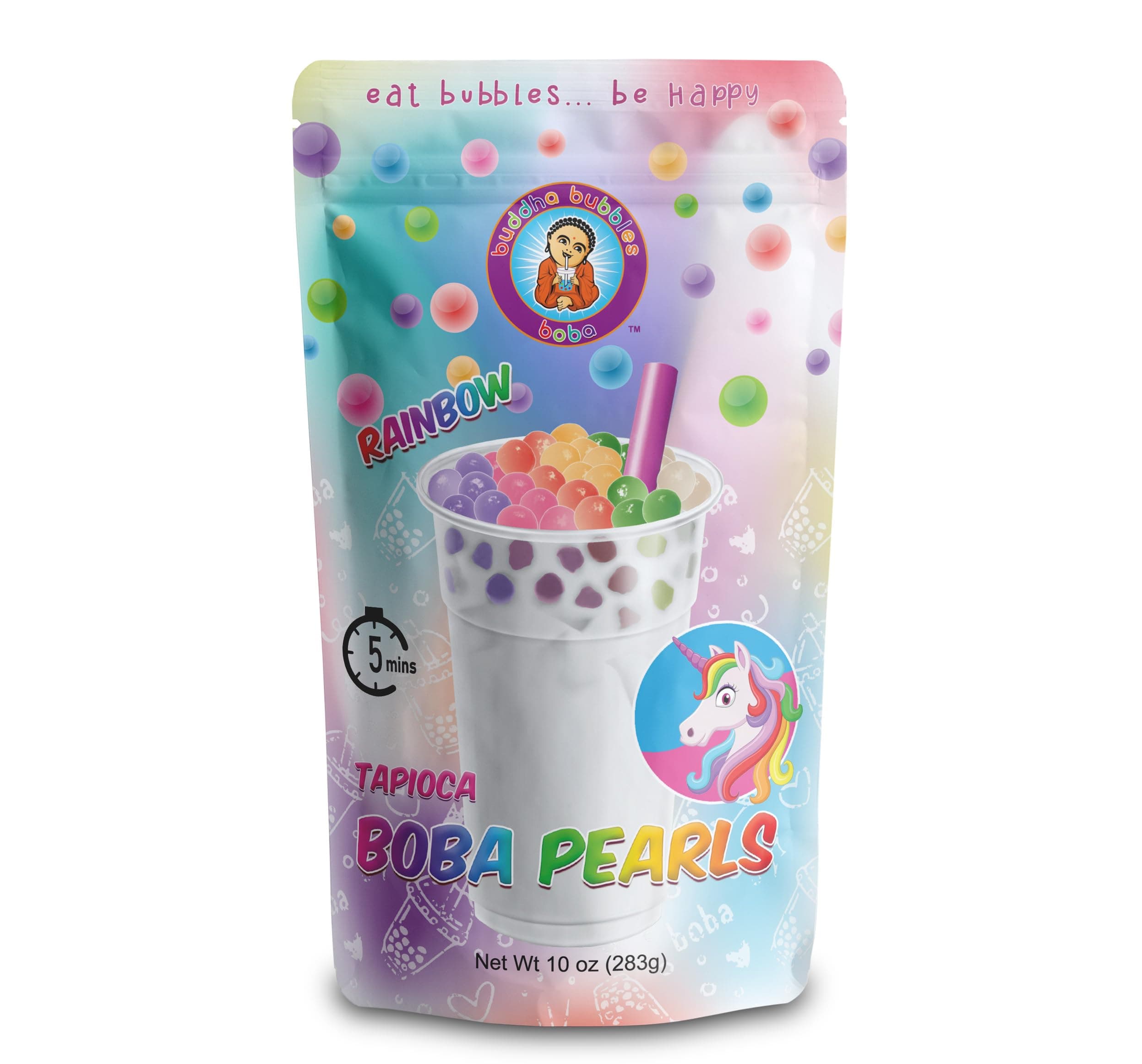 Buddha Bubbles Boba RAINBOW Tea Real Tapioca Pearls Ready in 5 Minutes (10 Ounce)
