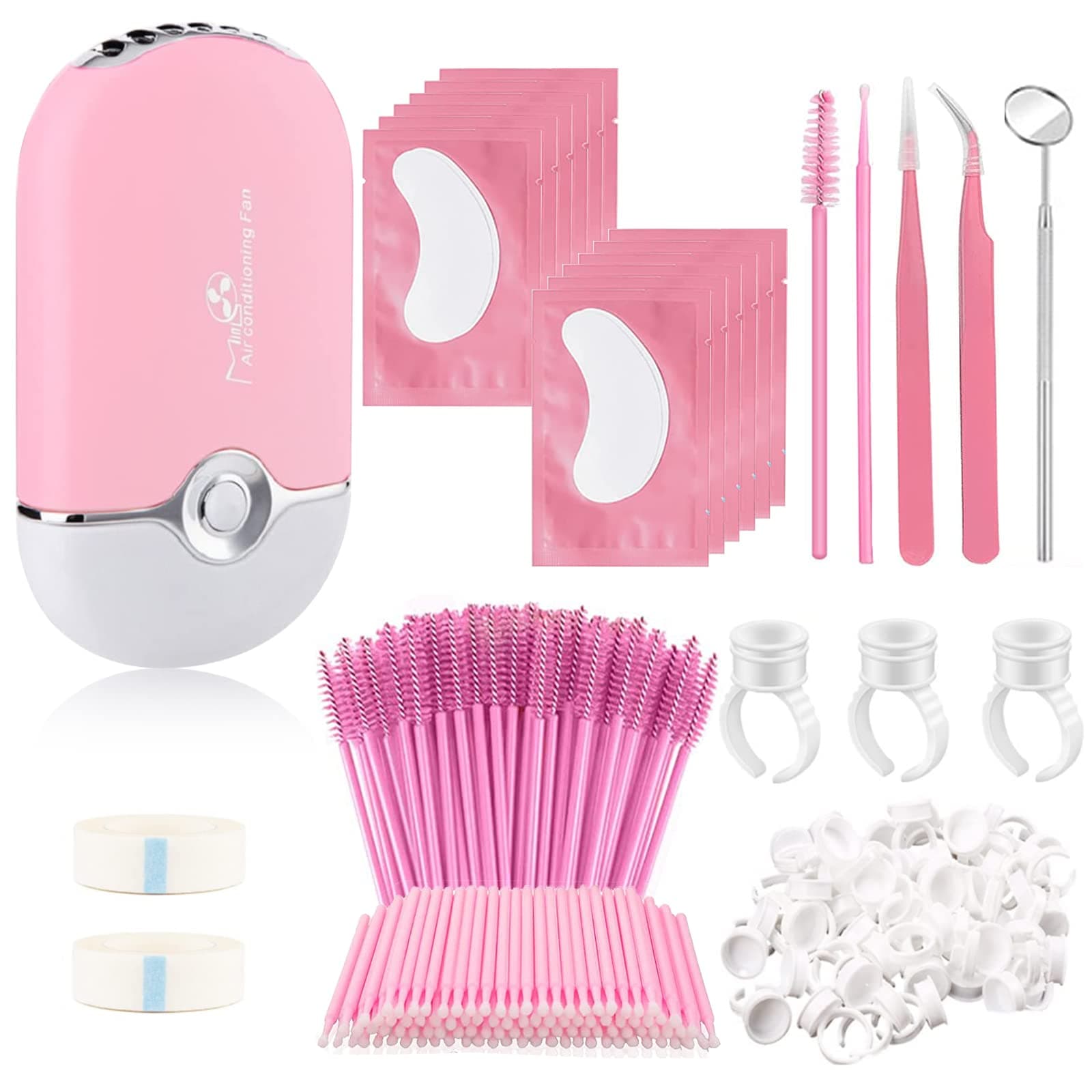 166pcs Lash Extension kit, Professional Lash Extension Practice Kit, Eyelash Extension Supplies for Beginners Eyelash Kit Include Lash Fan Dryer,Tweezers,Glue Rings,Eye Pads for Eyelash Extensions