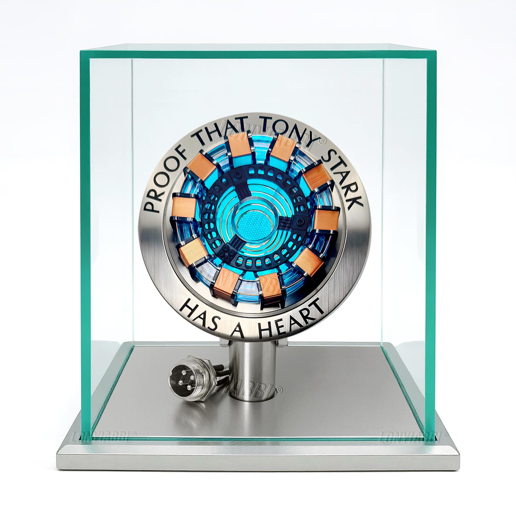 Arc Reactor MK1-1:1 Scale, USB Powered LED Light with Vibration Sensor, No Assembly, Display Case Included