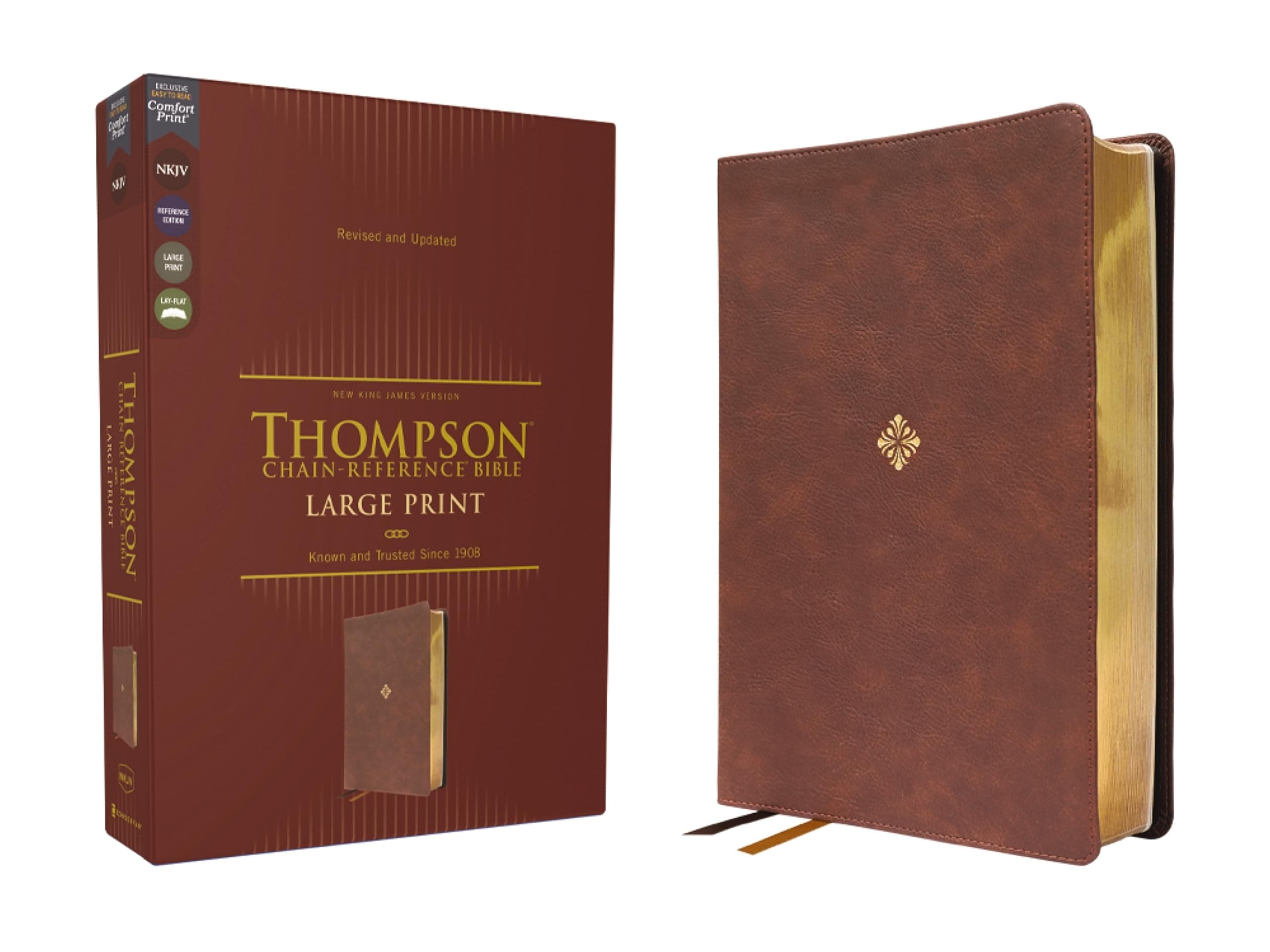 NKJV, Thompson Chain-Reference Bible, Large Print, Leathersoft, Brown, Red Letter, Comfort Print: New King James Version, Brown, Leathersoft, Red Letter, Comfort Print, Thompson Chain-reference Bible