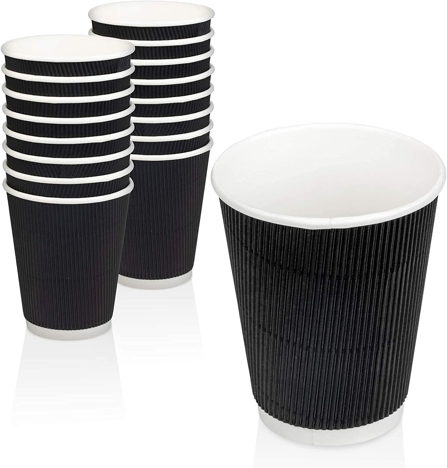 [250 ml, 25 Count, 8oz, Black Disposable Premium Double Wall Ripple Paper Cup | Ecofriendly Glasses for Party, Cafes, Events | Ideal for Tea, Coffee, Soft Drinks | GSM -485