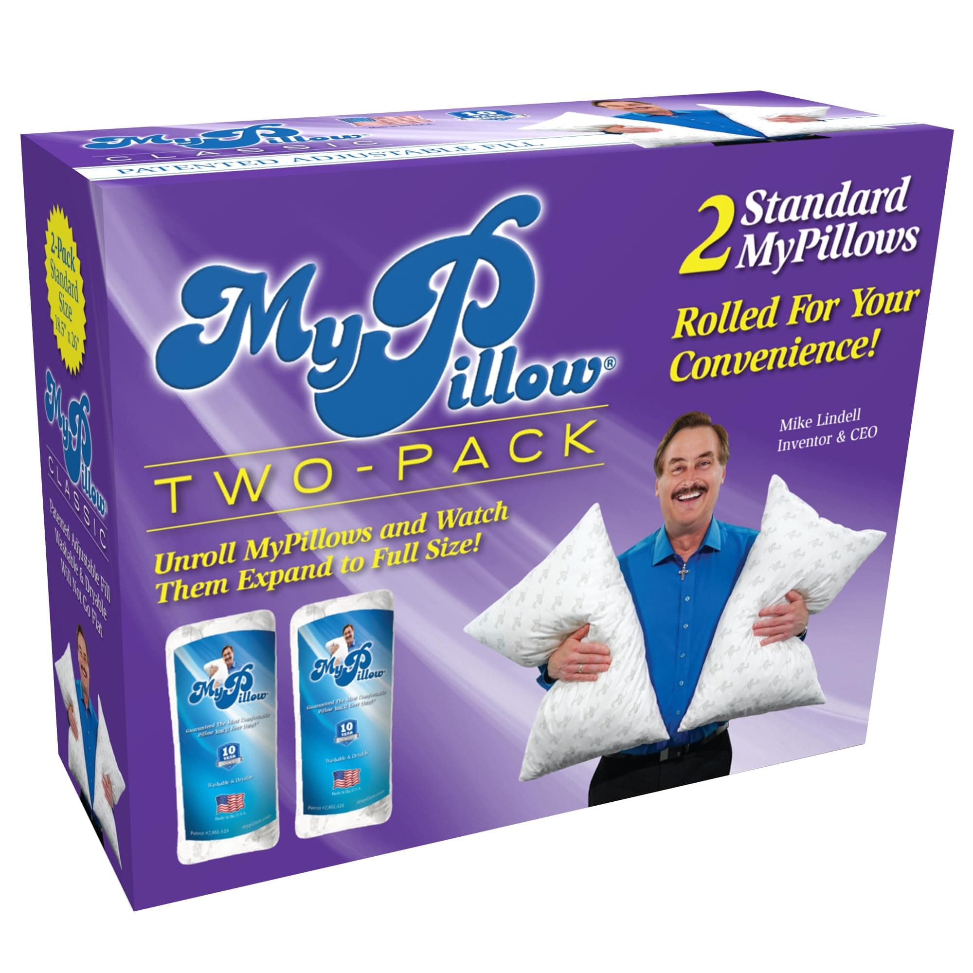 MyPillow Bedding Bed Pillows for Sleeping Standard Size, Set of 2, Back, Stomach or Side Sleepers - My Pillow Classic Pillow (Standard, Medium)