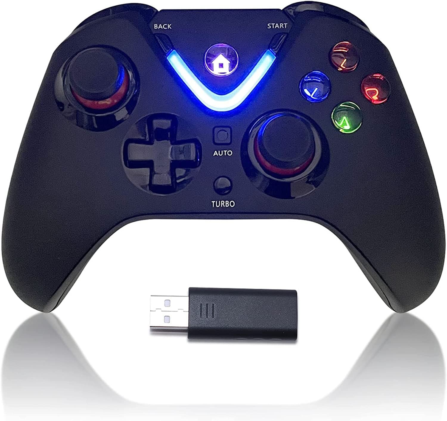 ROTOMOON Wireless Game Controller with LED Lighting Compatible with Xbox One S/X, Xbox Series S/X Gaming Gamepad, Remote Joypad with 2.4G Wireless Adapter, Rechargeable Battery