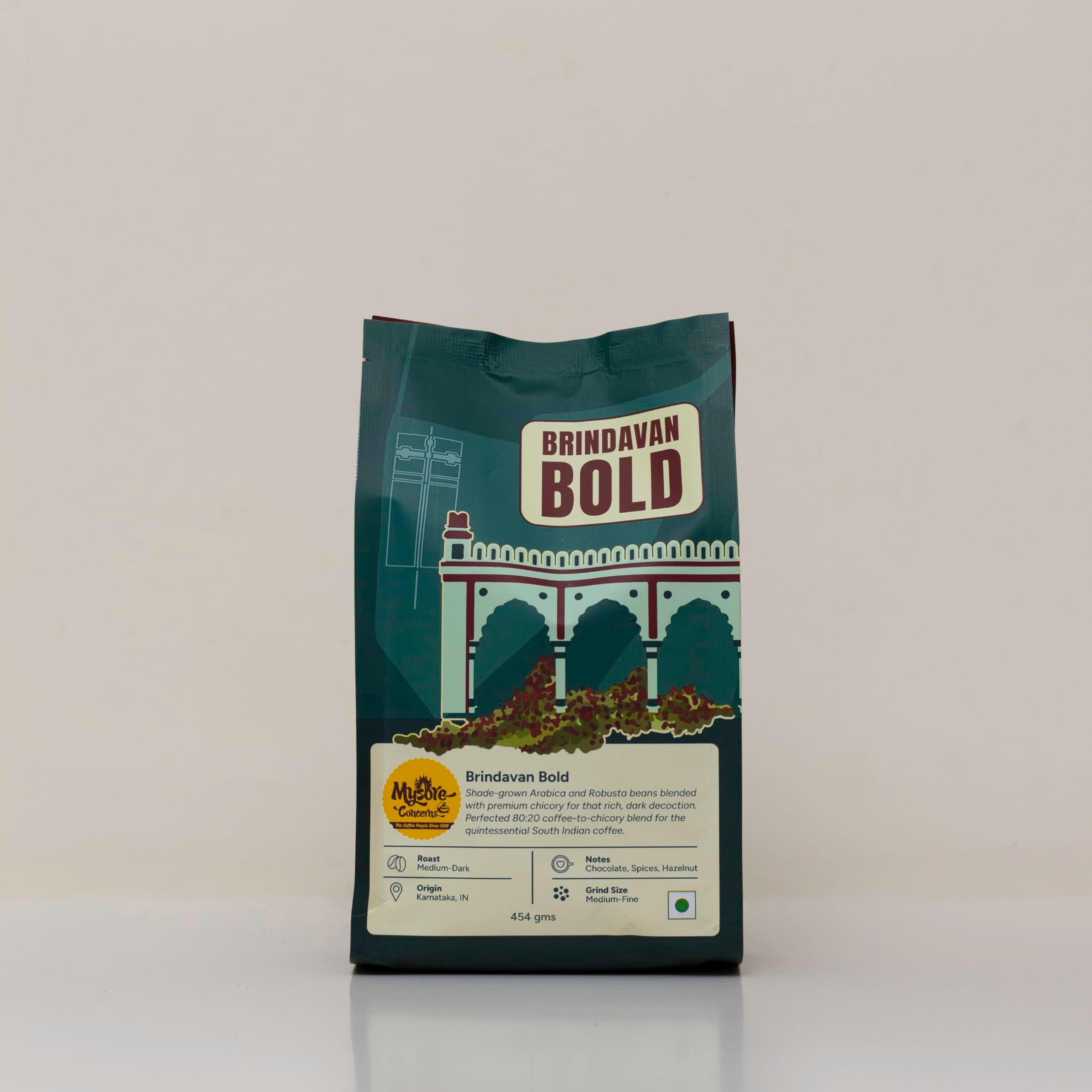 - Brindavan Bold|South Indian Filter Coffee|20% Premium Chicory|Freshly Roasted|Ground Coffee (454G) - Pack Of 5,Packet
