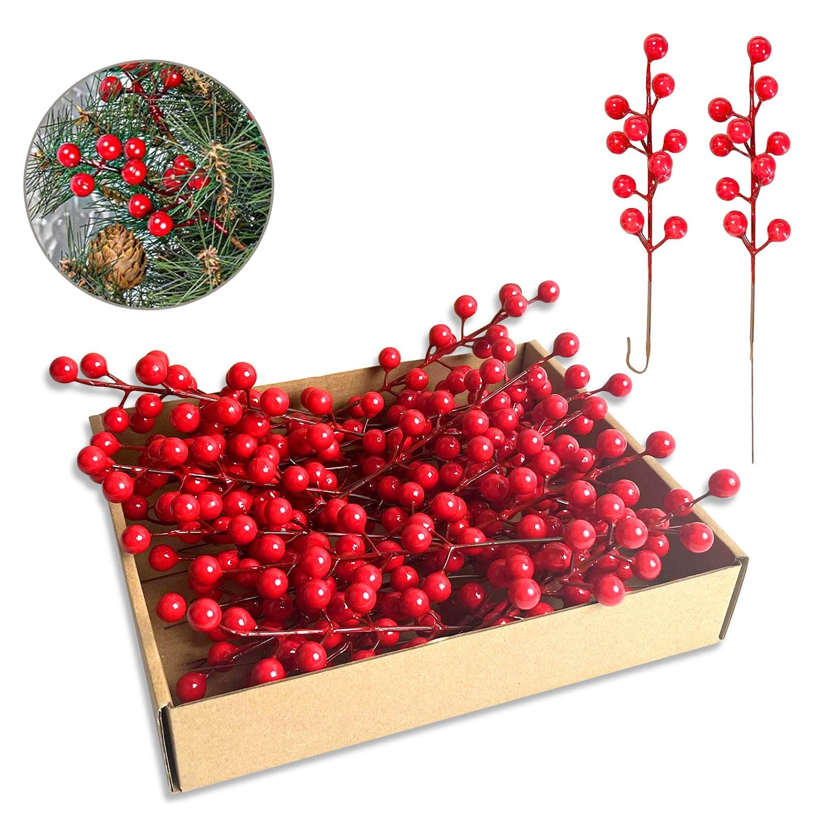 – himmel 35 Pack Christmas Tree Decorations,9 inch Artificial Red Berry Stems,Red Berries Christmas Decor Tree Decorations Crafts Wedding Holiday Season Winter Décor Home Decor