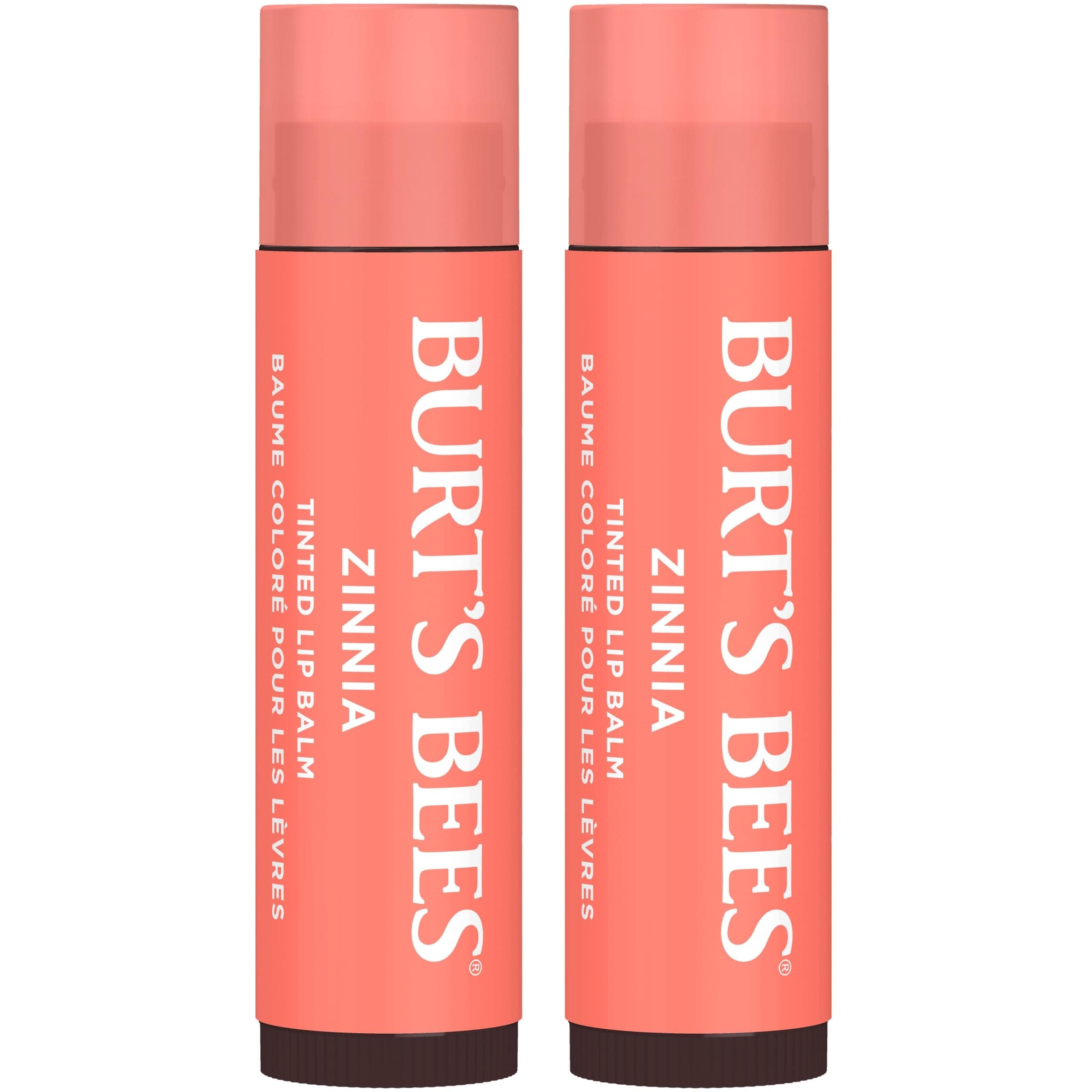 Burt's Bees Easter Basket Stuffers, Lip Tint Balm with Long Lasting 2 in 1 Duo Tinted Balm, Color Infused with Deeply Hydrating Shea Butter for a Natural Looking Buildable Finish, Zinnia (2-Pack)