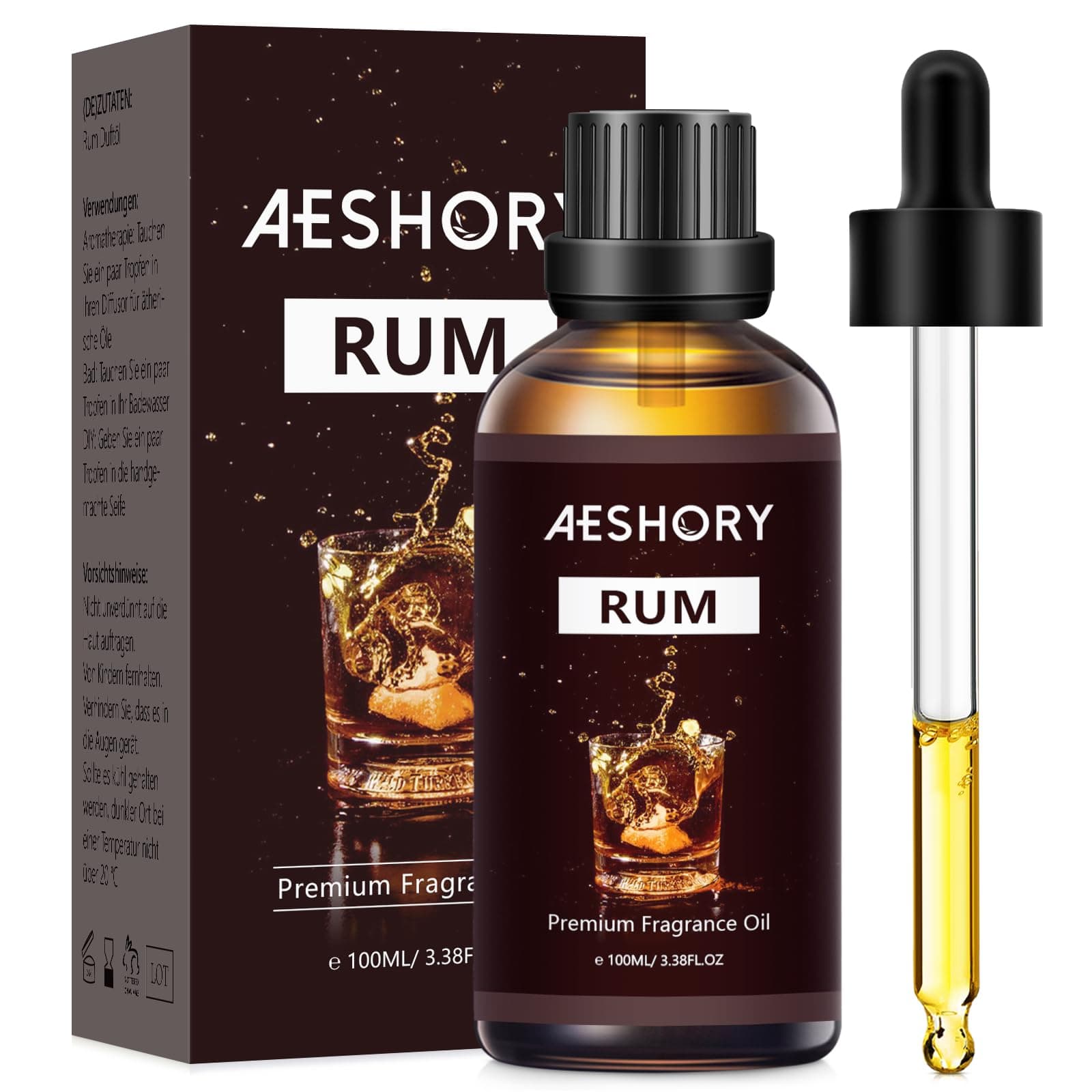 Rum Fragrance Oil 3.38FL.OZ - Aromatherapy Essential Oils for Diffusers for Home, Rum Scented Oils for Massage, Soap Candle Making Scents - 100ML