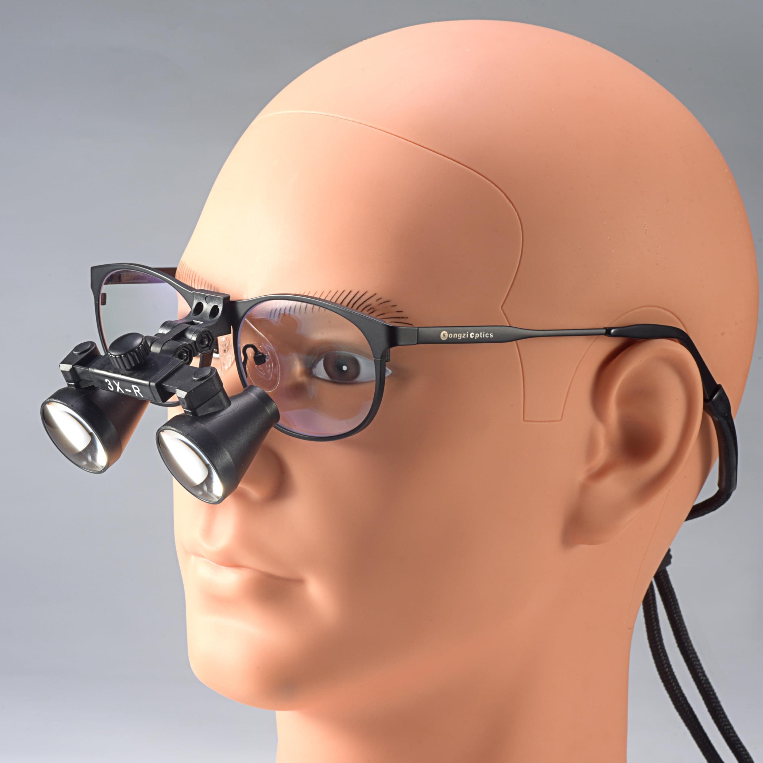 Songzi Optics (2.5X 3X 3.5X Optional) Titanium Frame Binocular Dental Surgical Loupes Black Colour (Working Distance :(500-600 mm) XL, Magnification:3X)