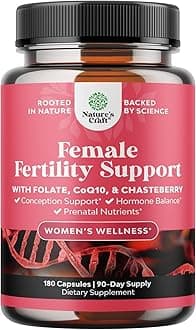 Female Fertility Supplement with Prenatal Multivitamins - Fertility Support with Prenatal Choline Inositol Folate Chasteberry and CoQ10 Fertility Blend for Women to Promote Conception - 180 Count