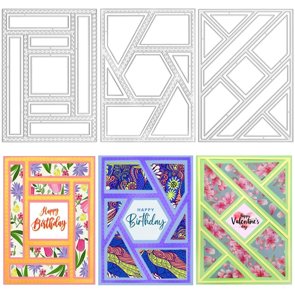 3 PCS Rectangular Die Cuts for Card Making, AFUNTA Frame Scrapbook Metal Cutting Dies Embossing Tools for Card Making Supplies, Paper Album Decor