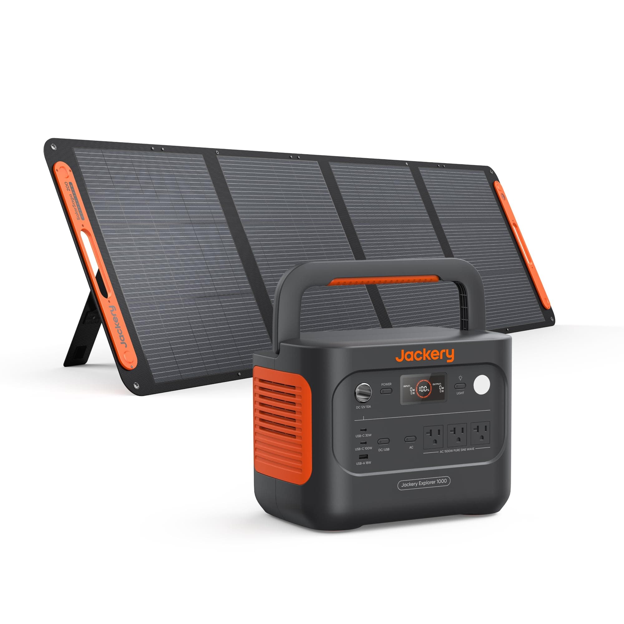 Solar Generator 1000 v2 with 200W Solar Panel,1070Wh Portable Power Station LiFePO4 Battery,1500W AC/100W USB-C Output, 1Hr Fast Charge for Outdoor,Off-Grid Living,RV,Emergency