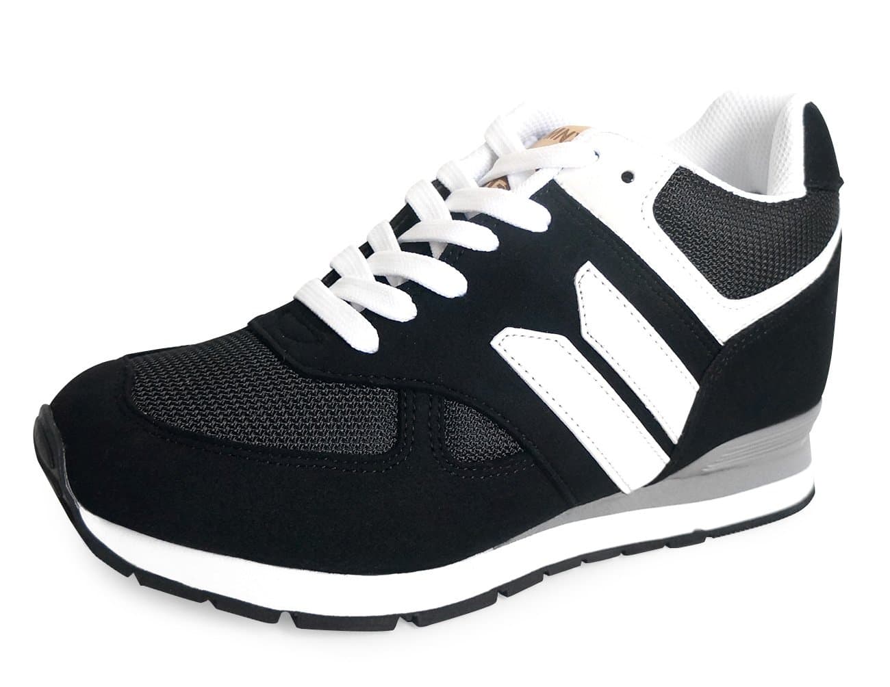 Men's Elevator Shoes Height Increase 3.5" Robin Black Wedge Sneakers High Heel Sneakers