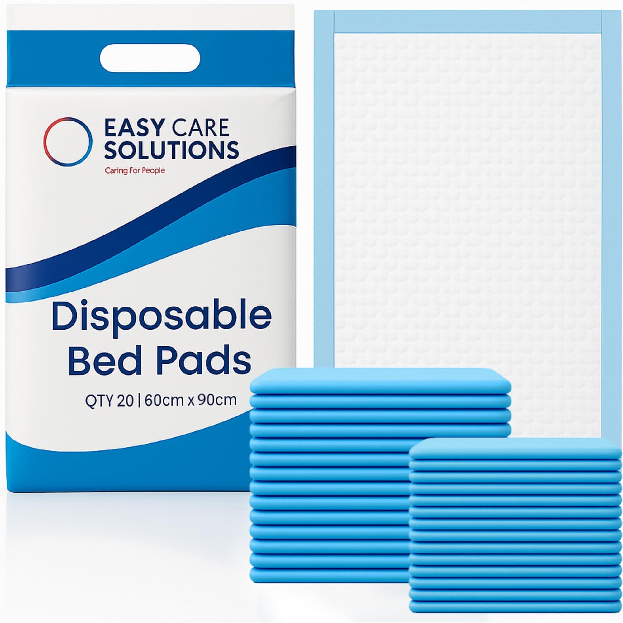 20 x Easy Care Solutions 60 x 90 cm | Disposable Incontinence Bed Pads, Underpads, Bed Mats, Mattress Protectors, Incontinence Pads, Waterproof Bed Sheets for Babies, Children & Adults | 1 Pack of 20