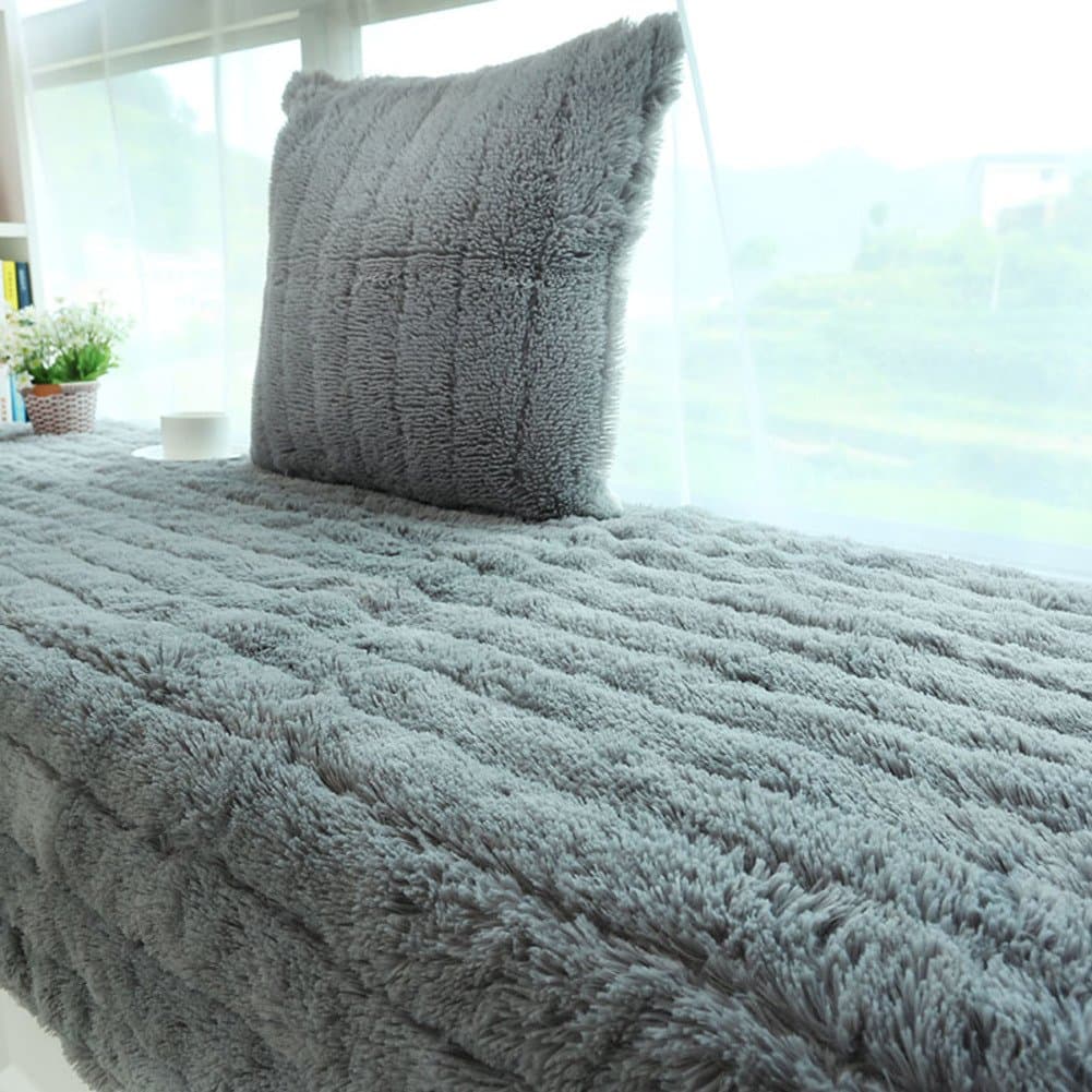 WSFJ Bay window Mat,Window sill Mat Plush Bay window blanket Tatami Cushion Balcony Mat Princess Machine washable-F 70x210cm(28x83inch)