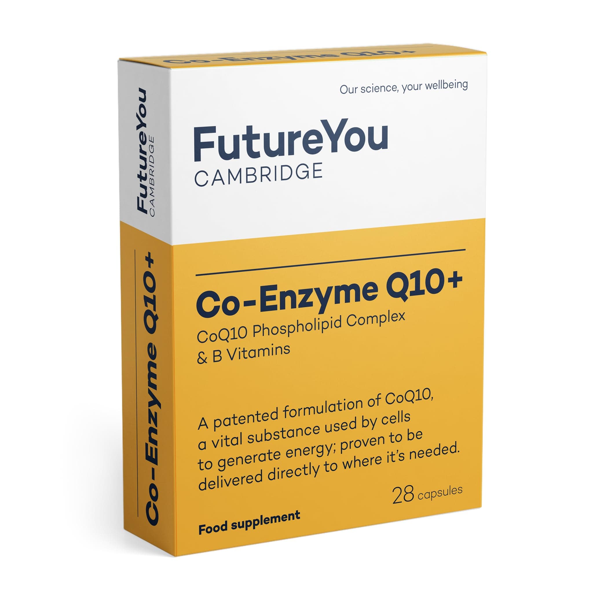 FutureYou Cambridge Co-Enzyme Q10+ 250mg Cyclodextrin Inclusion Complex - High Strength, Easy-to-Absorb Formulation - Vegan Suitable CoQ10 Supplement - 28 Day Supply - Developed , UK