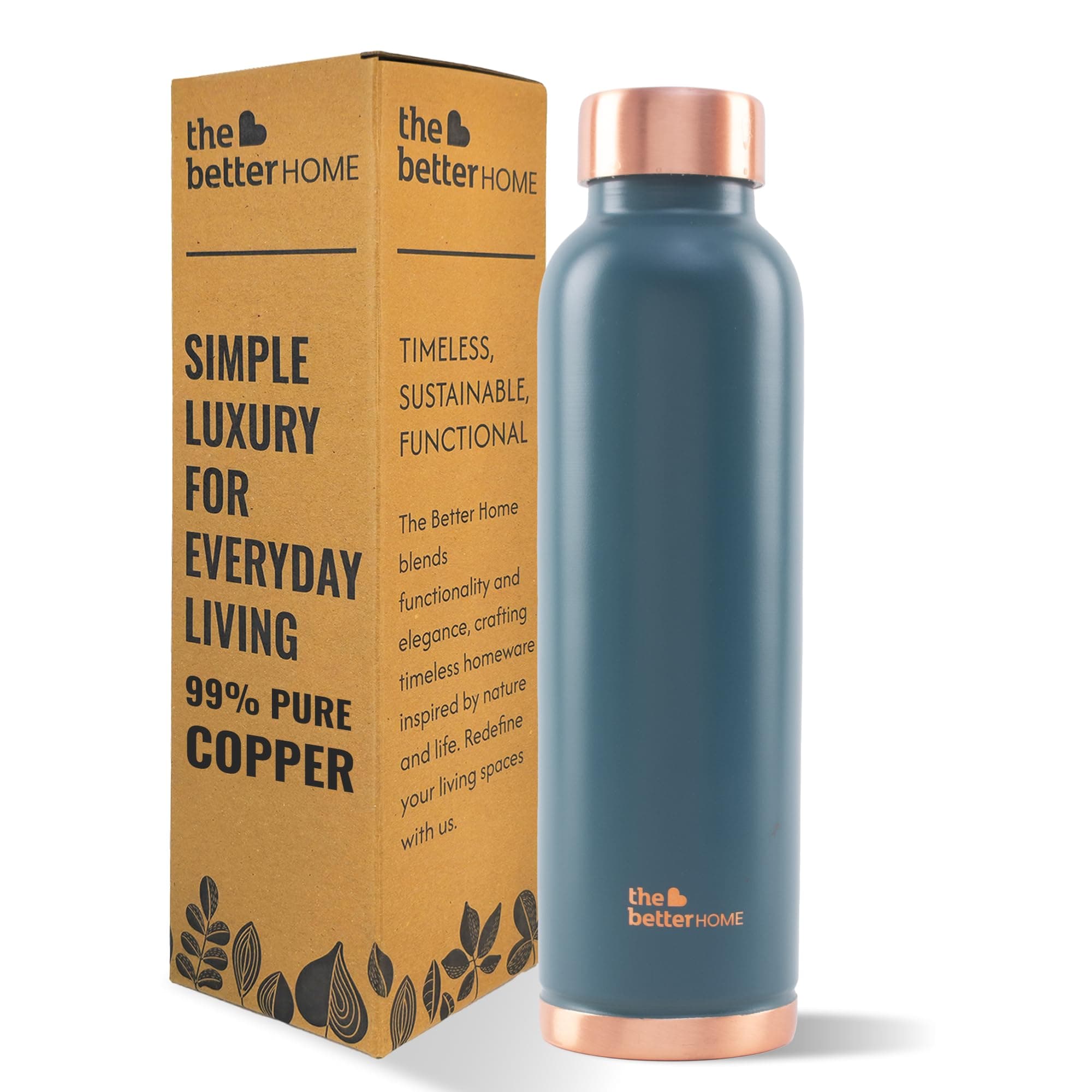 The Better Home Copper Water Bottle | Copper Water Bottle 950ml | With Anti Oxidant Properities | Provides Health Benefits | Pure Tamba | Teal