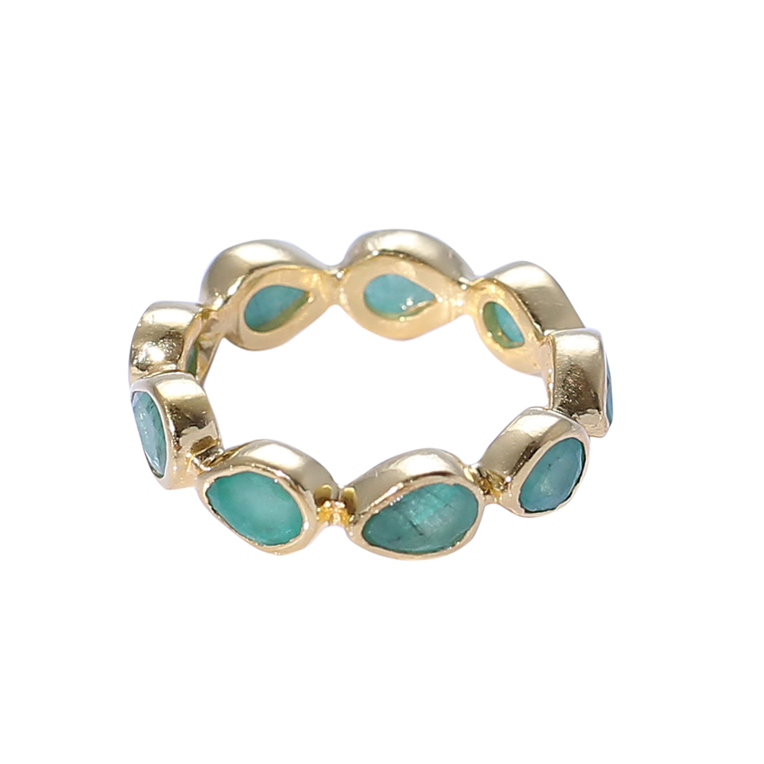 SABYAVI Green Onyx Bezel Set Ring Sterling Silver