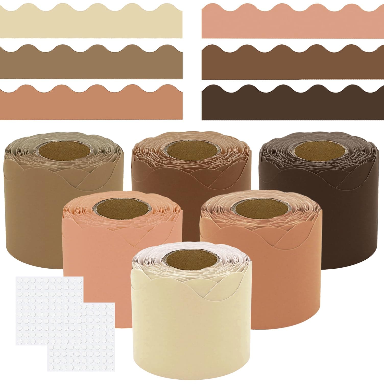 196.8 ft Display Borders for Classrooms, 6 Rolls Pastel Border Rolls for Displays, Colorful Classroom Borders for Bulletin Board, Trim Bulletin Boards for Classroom Bulletin Board Decorations