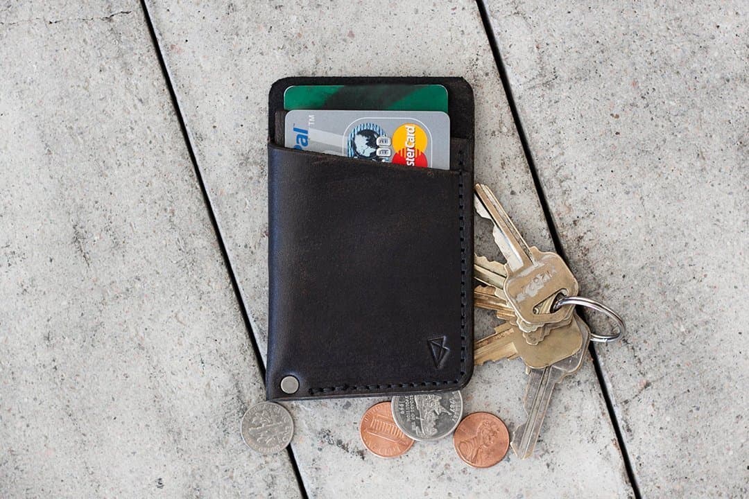 Handmade Slim Leather Wallet: Vintage Black