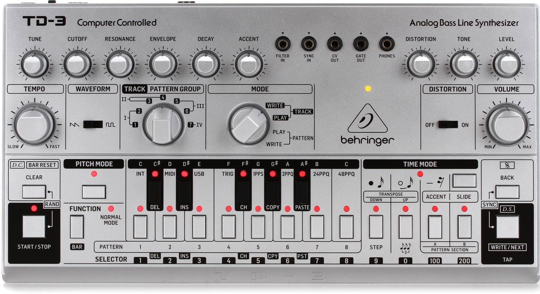 Behringer TD-3 Analog Bass Line Synthesizer - Silver